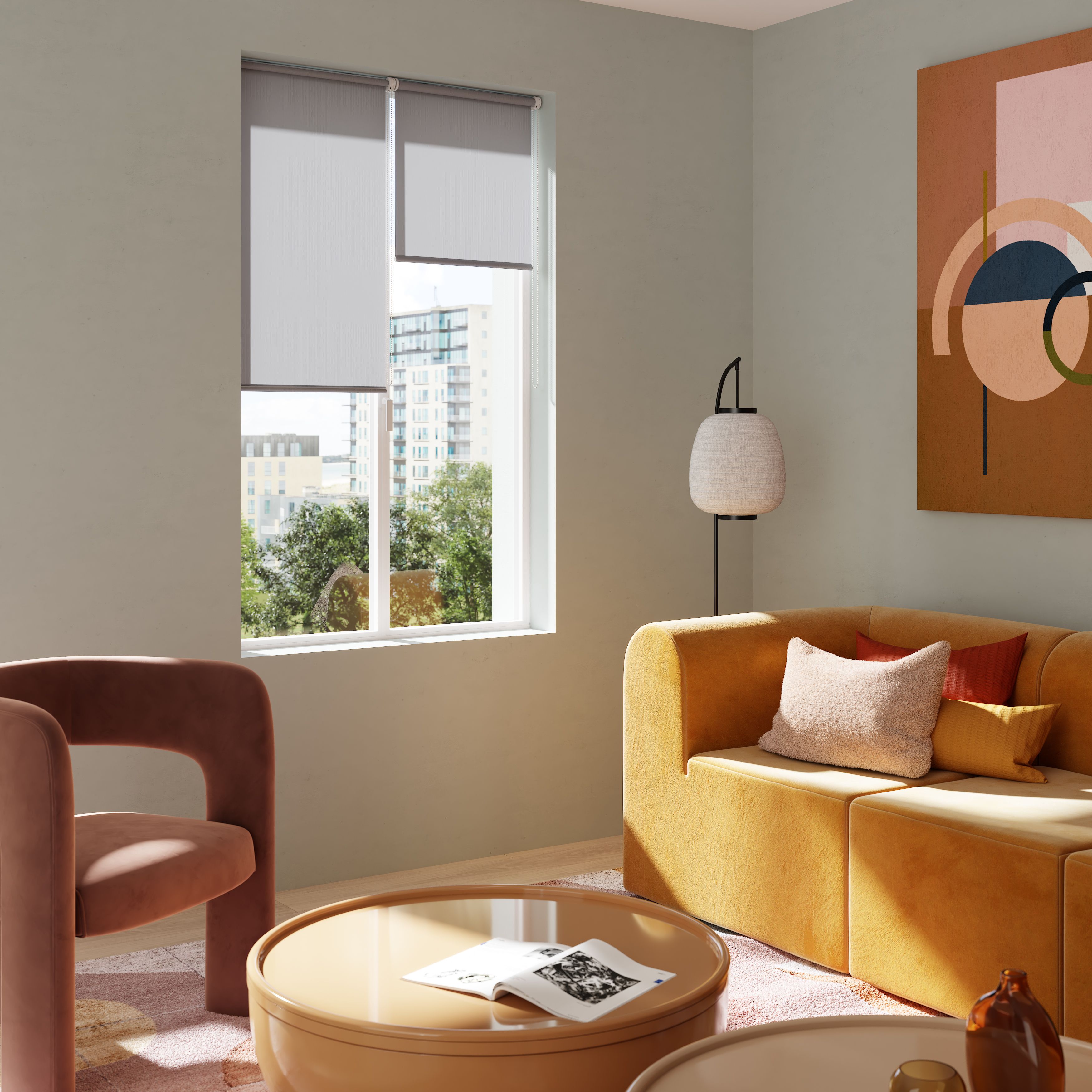 GoodHome Halo Corded Concrete grey Daylight Roller Blind (W)90cm (L)180cm