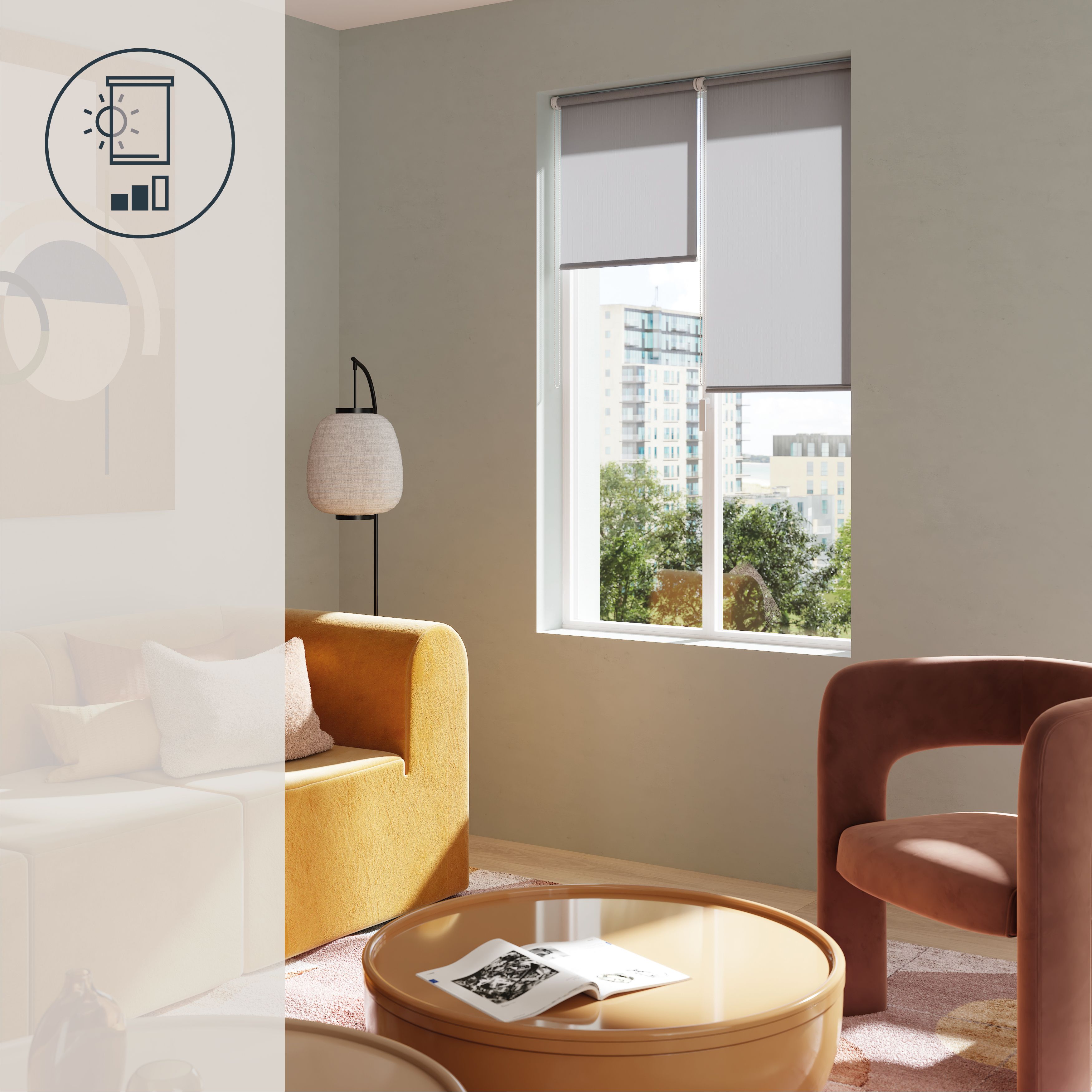GoodHome Halo Corded Concrete grey Daylight Roller Blind (W)90cm (L)180cm
