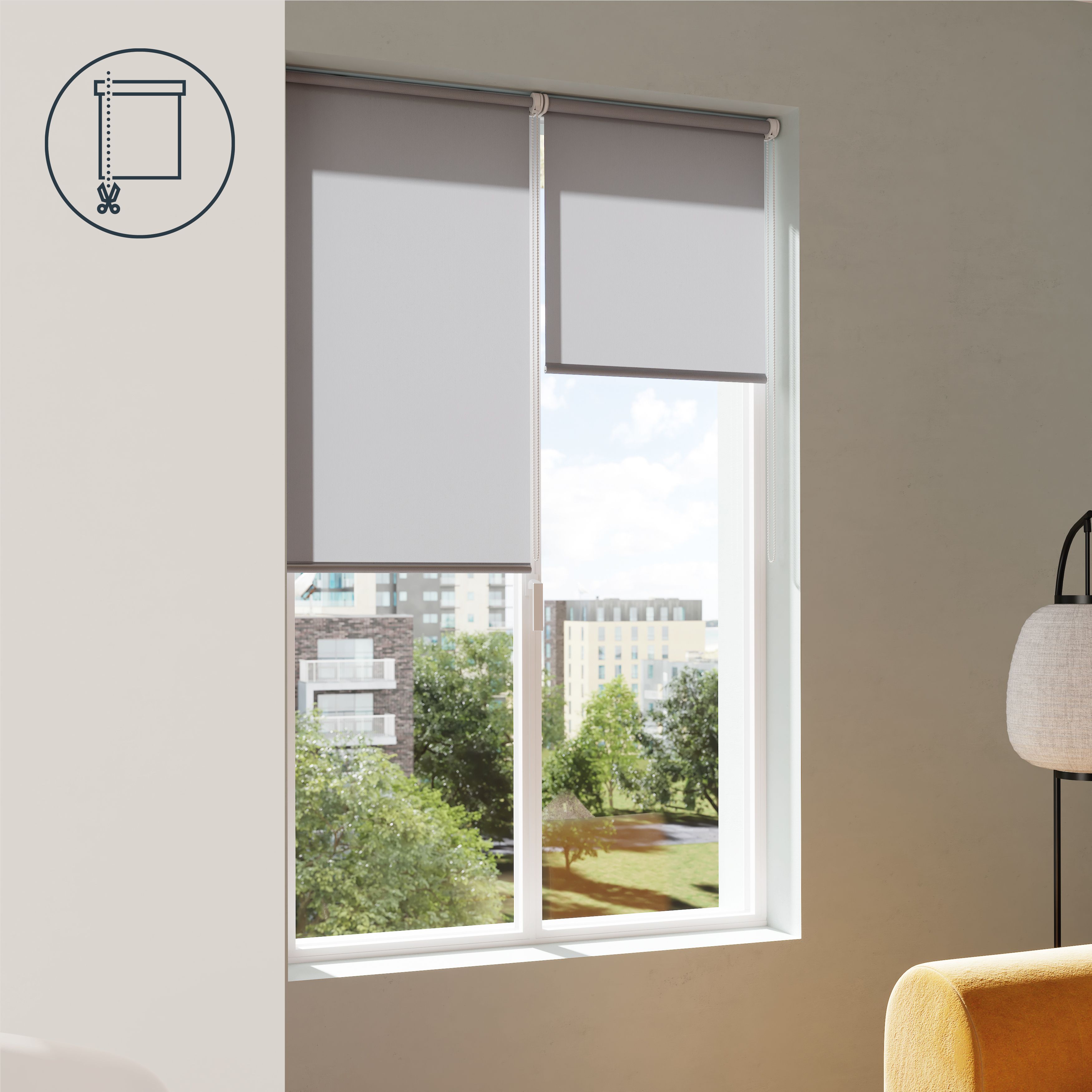 GoodHome Halo Corded Concrete grey Daylight Roller Blind (W)90cm (L)180cm