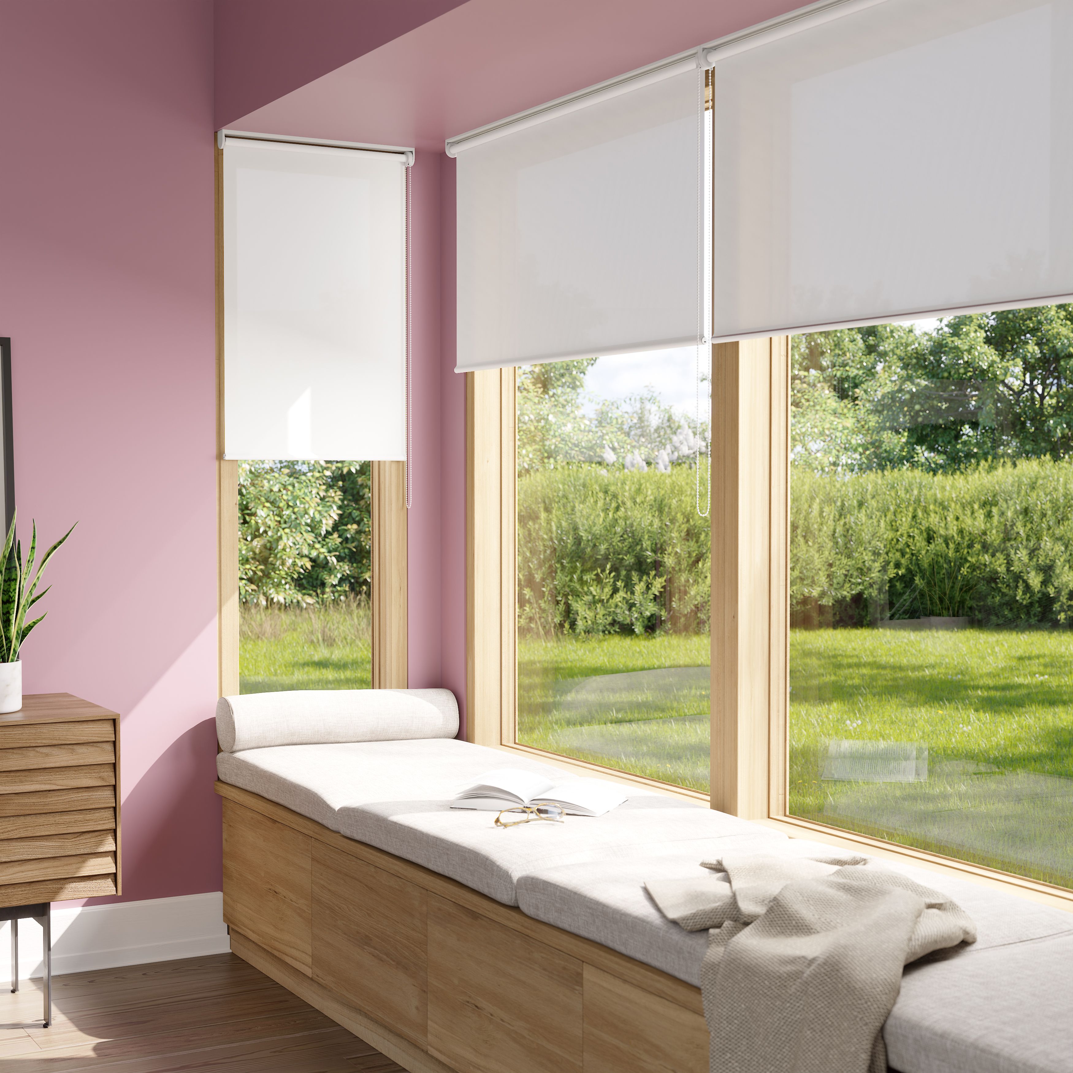 GoodHome Halo Corded Off white Daylight Roller Blind (W)160cm (L)180cm