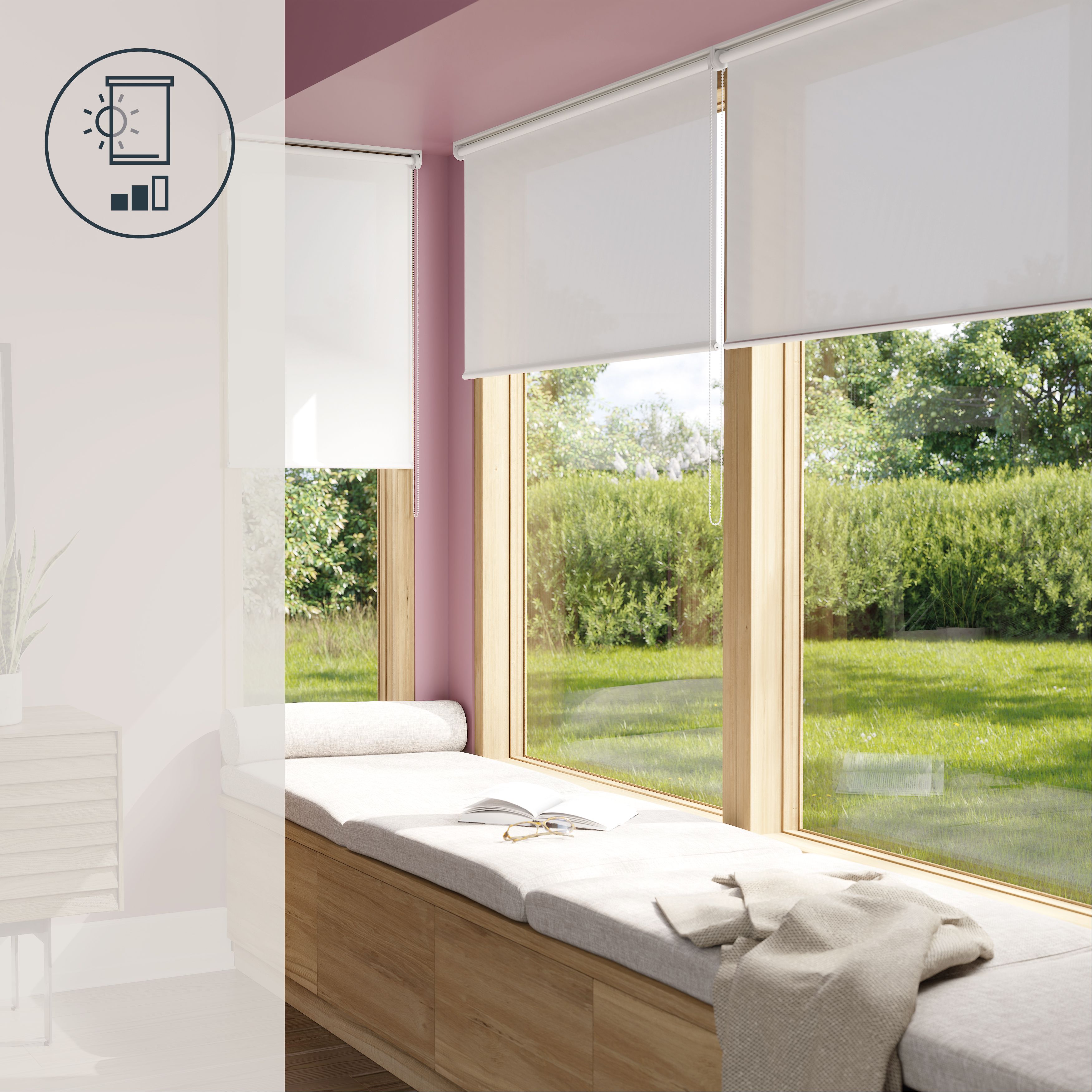 GoodHome Halo Corded Off white Daylight Roller Blind (W)160cm (L)180cm