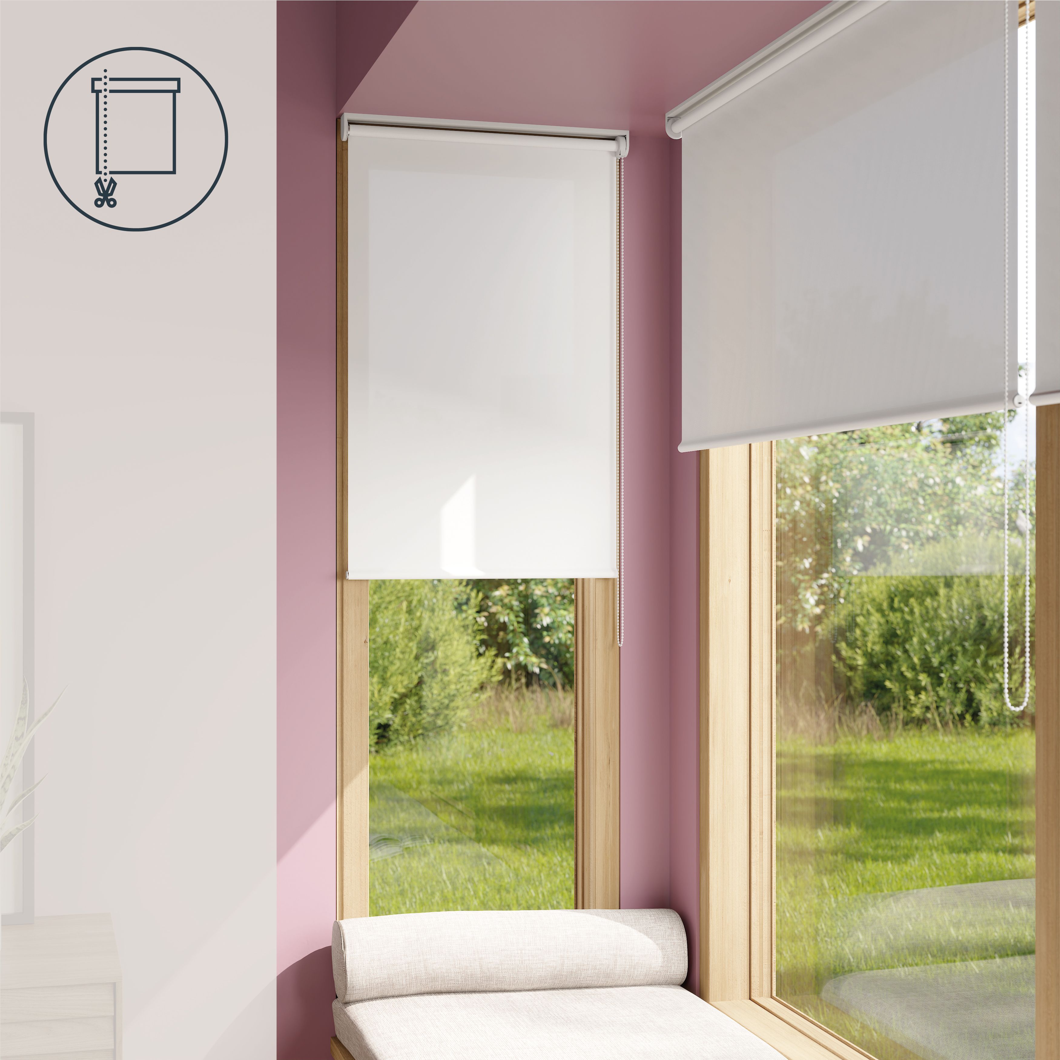 GoodHome Halo Corded Off white Daylight Roller Blind (W)90cm (L)180cm
