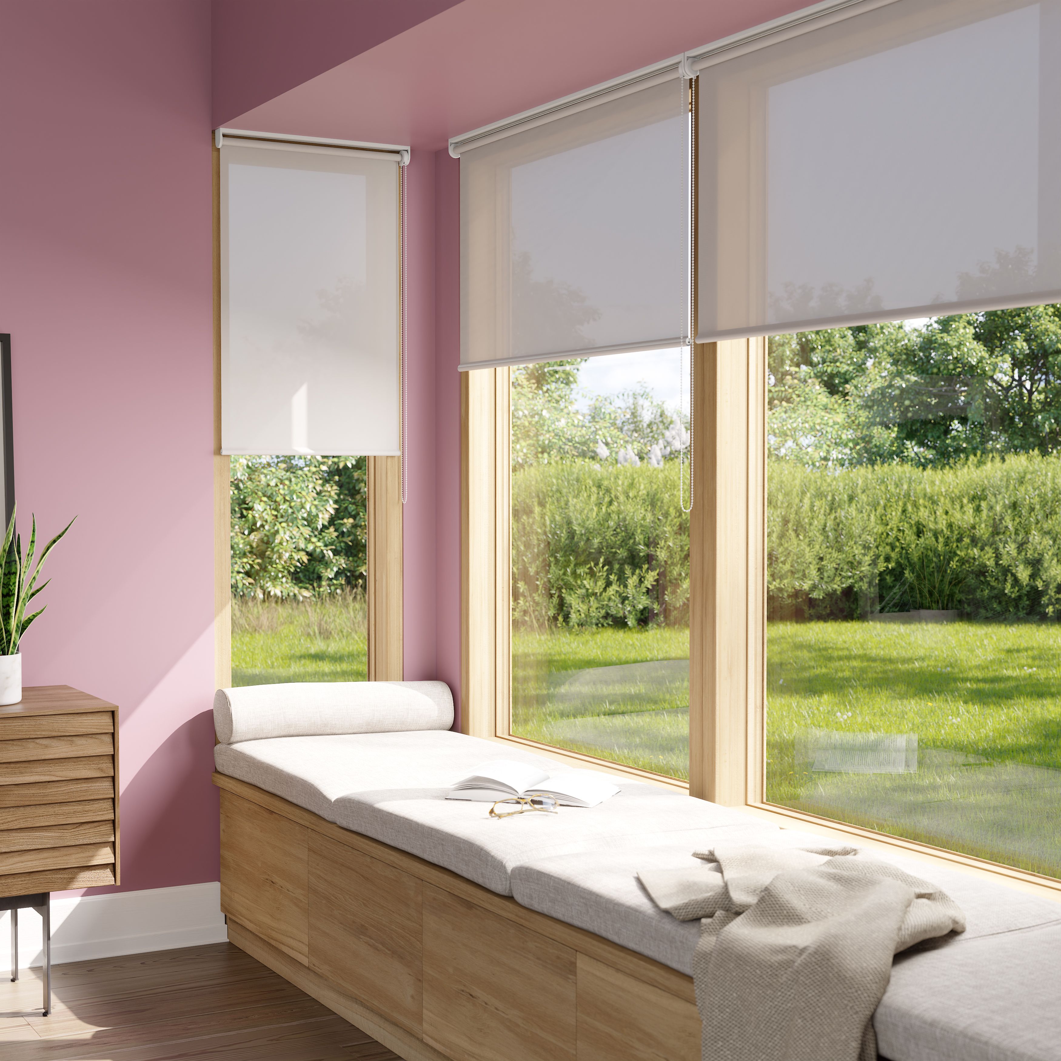 GoodHome Halo Corded Pearl grey Daylight Roller Blind (W)180cm (L)180cm