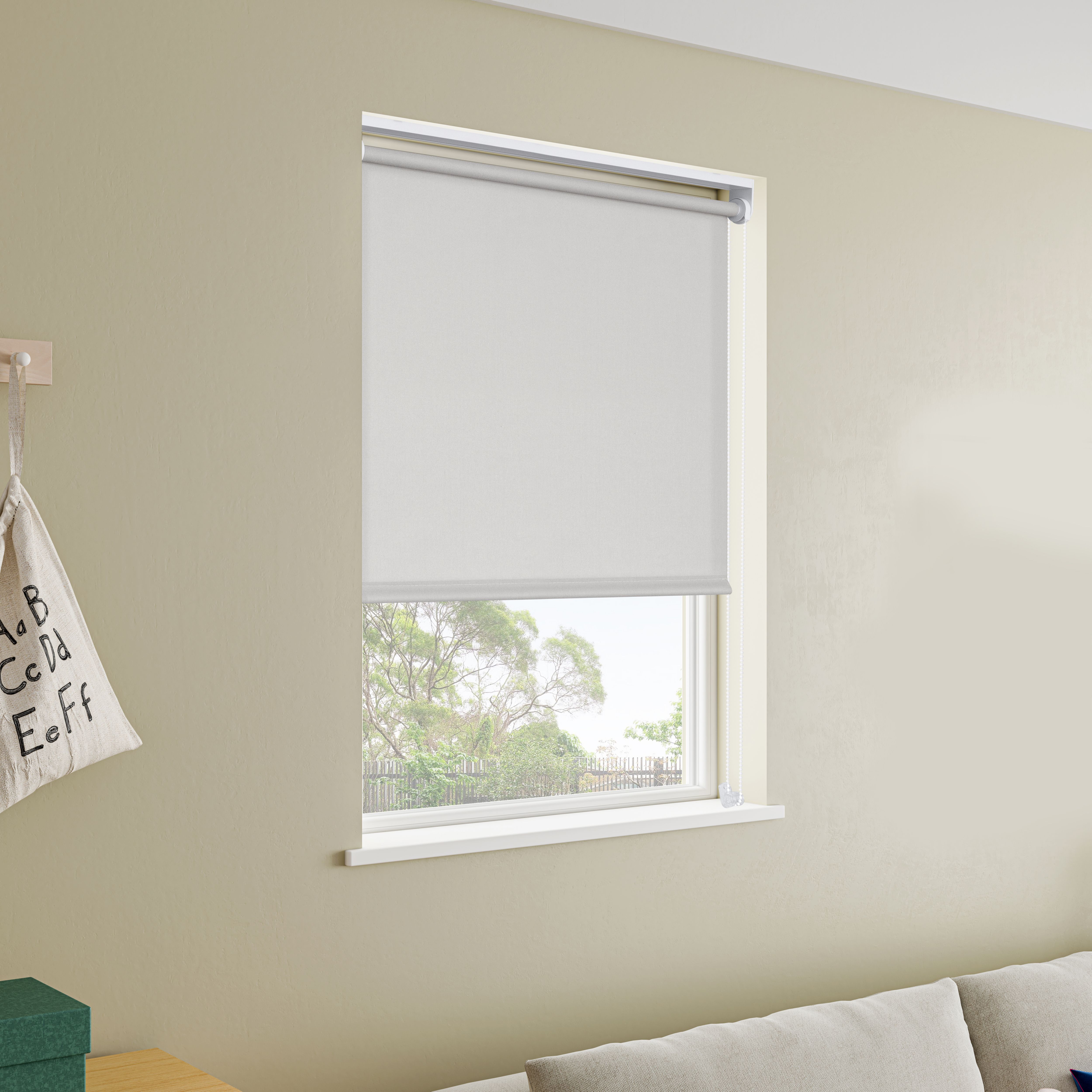 GoodHome Halo Corded Pearl grey Daylight Roller Blind (W)180cm (L)180cm