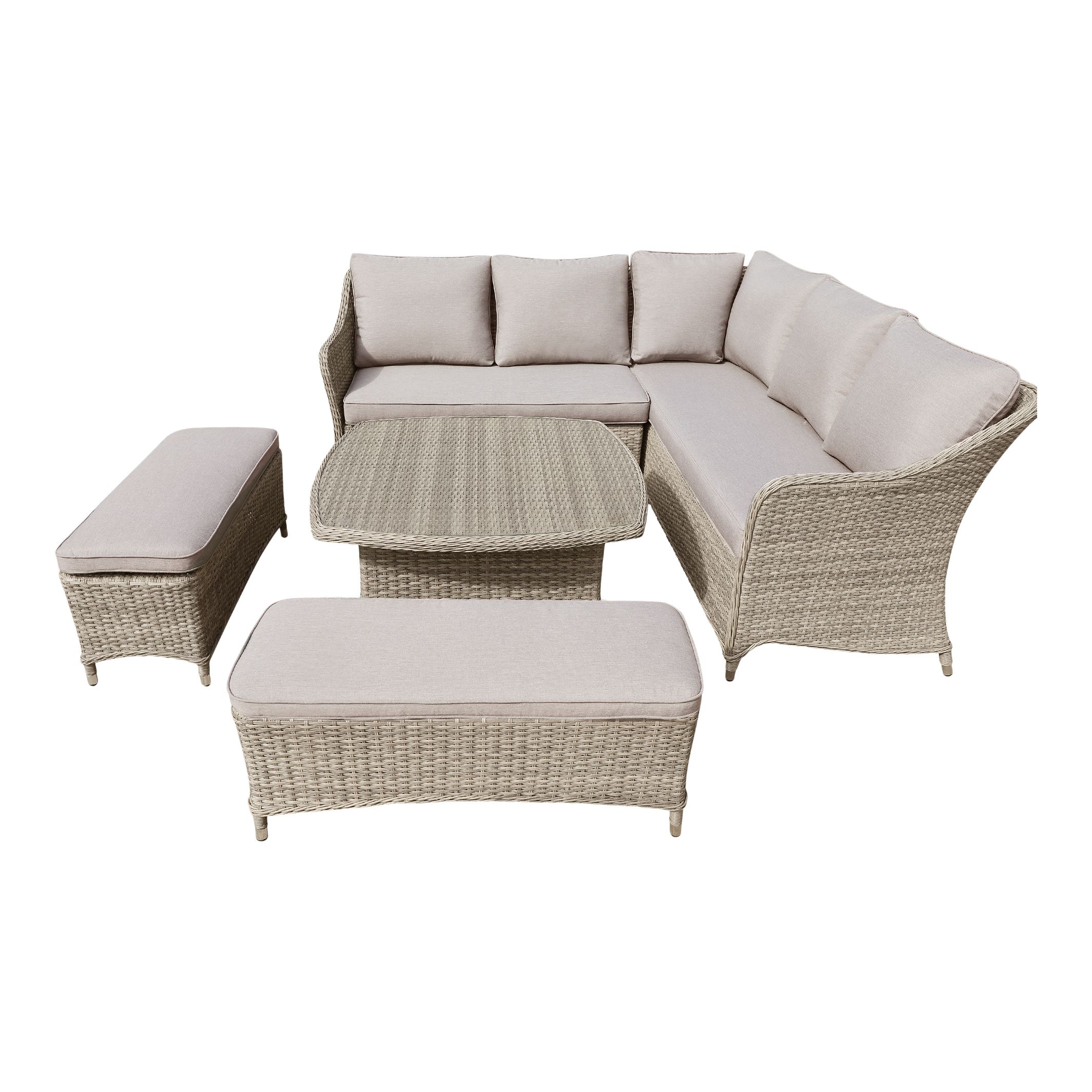 GoodHome Hamilton Cappuccino 7 Seater Modular corner Garden furniture set