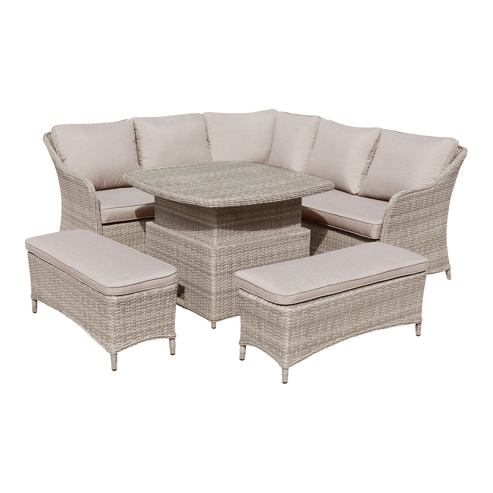 GoodHome Hamilton Cappuccino 7 Seater Modular corner Garden furniture set