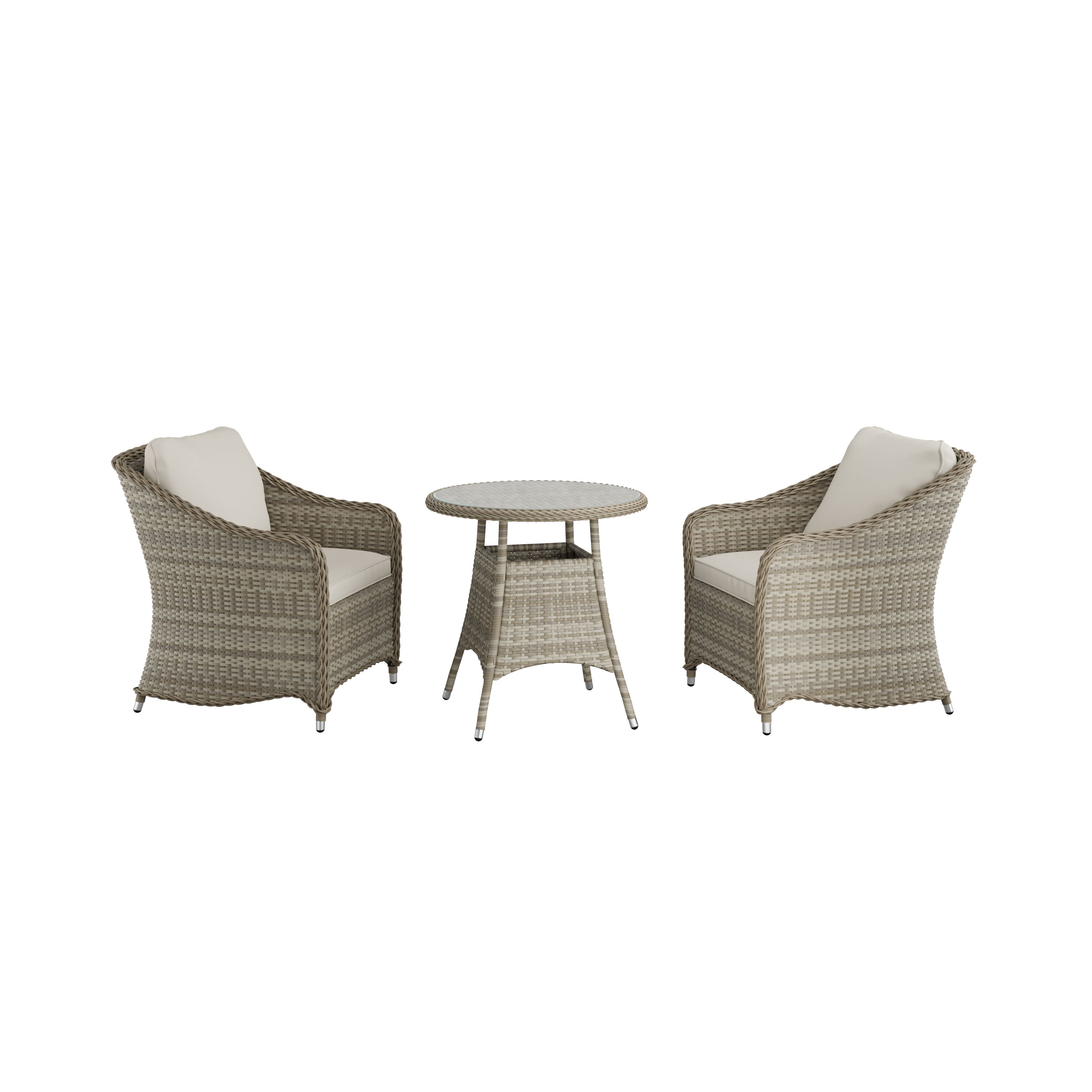 GoodHome Hamilton Cappuccino Rattan effect 2 seater Bistro set