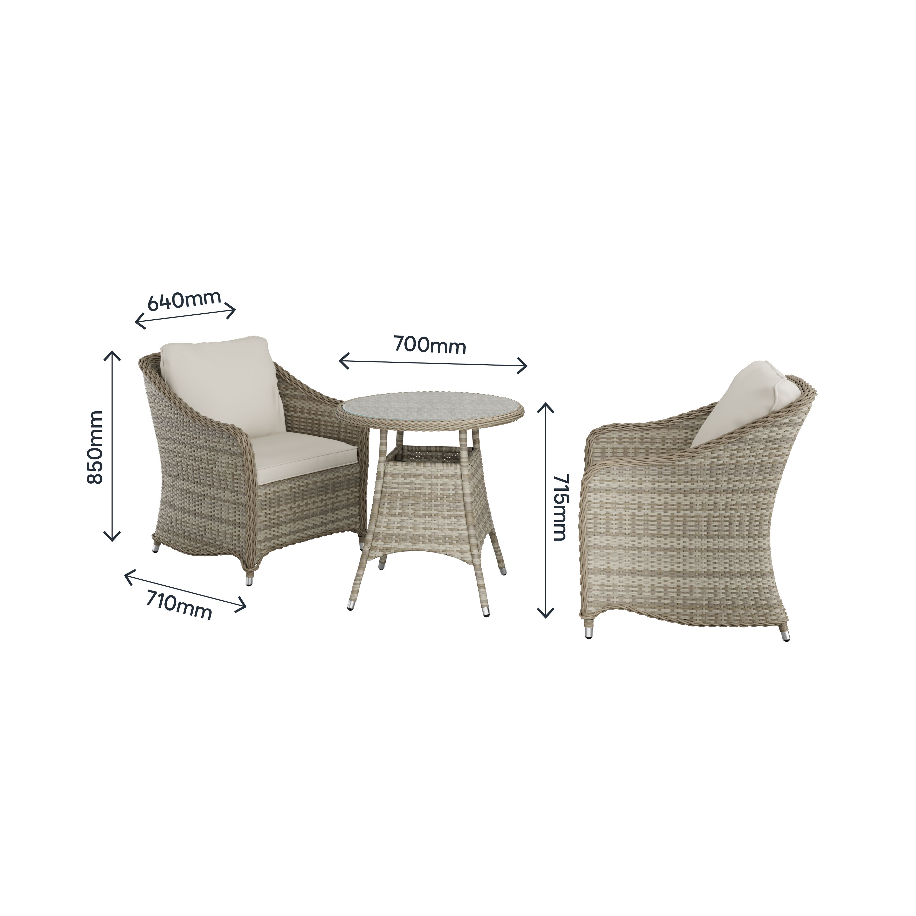 GoodHome Hamilton Cappuccino Rattan effect 2 seater Bistro set