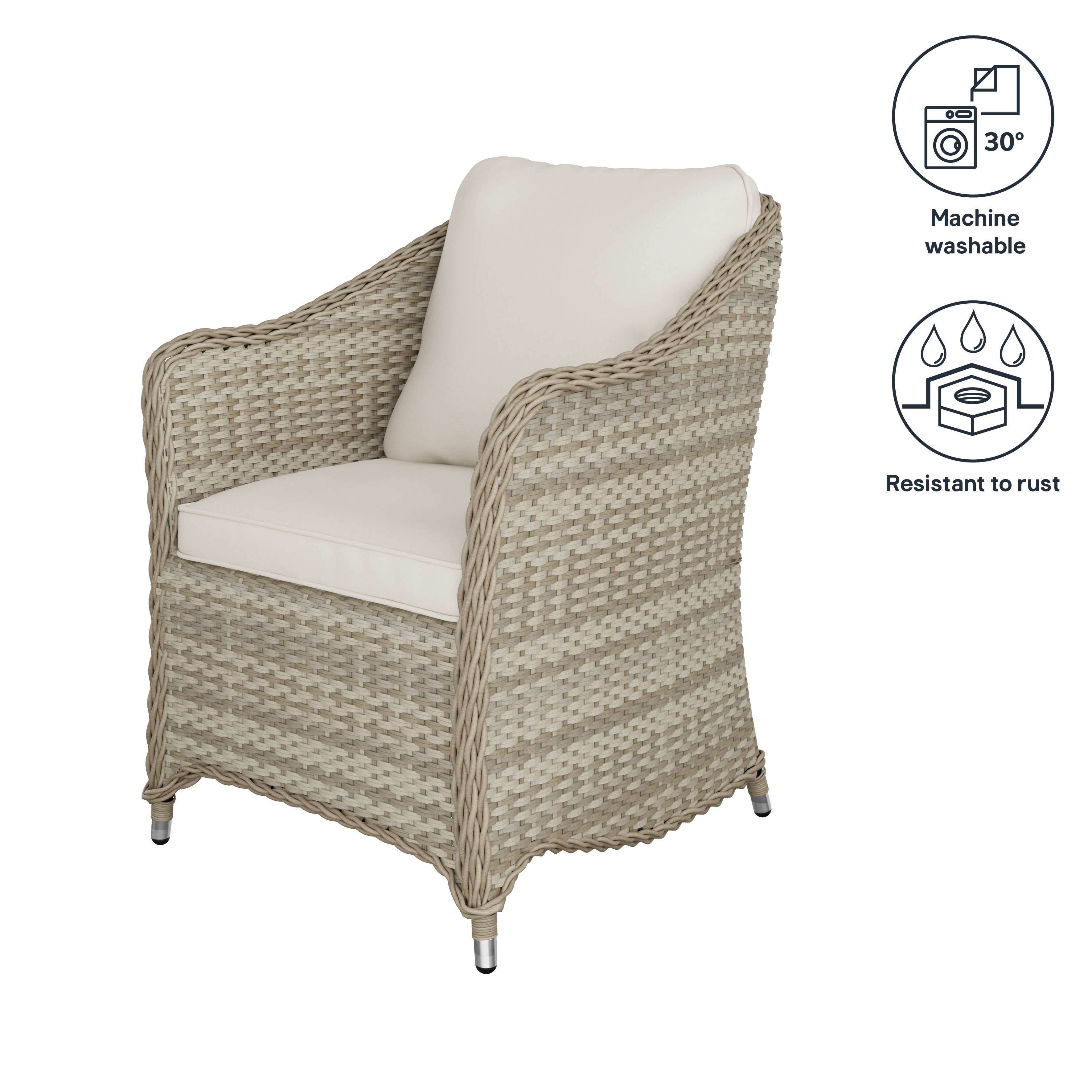 GoodHome Hamilton Cappuccino Rattan effect 4 seater Dining set