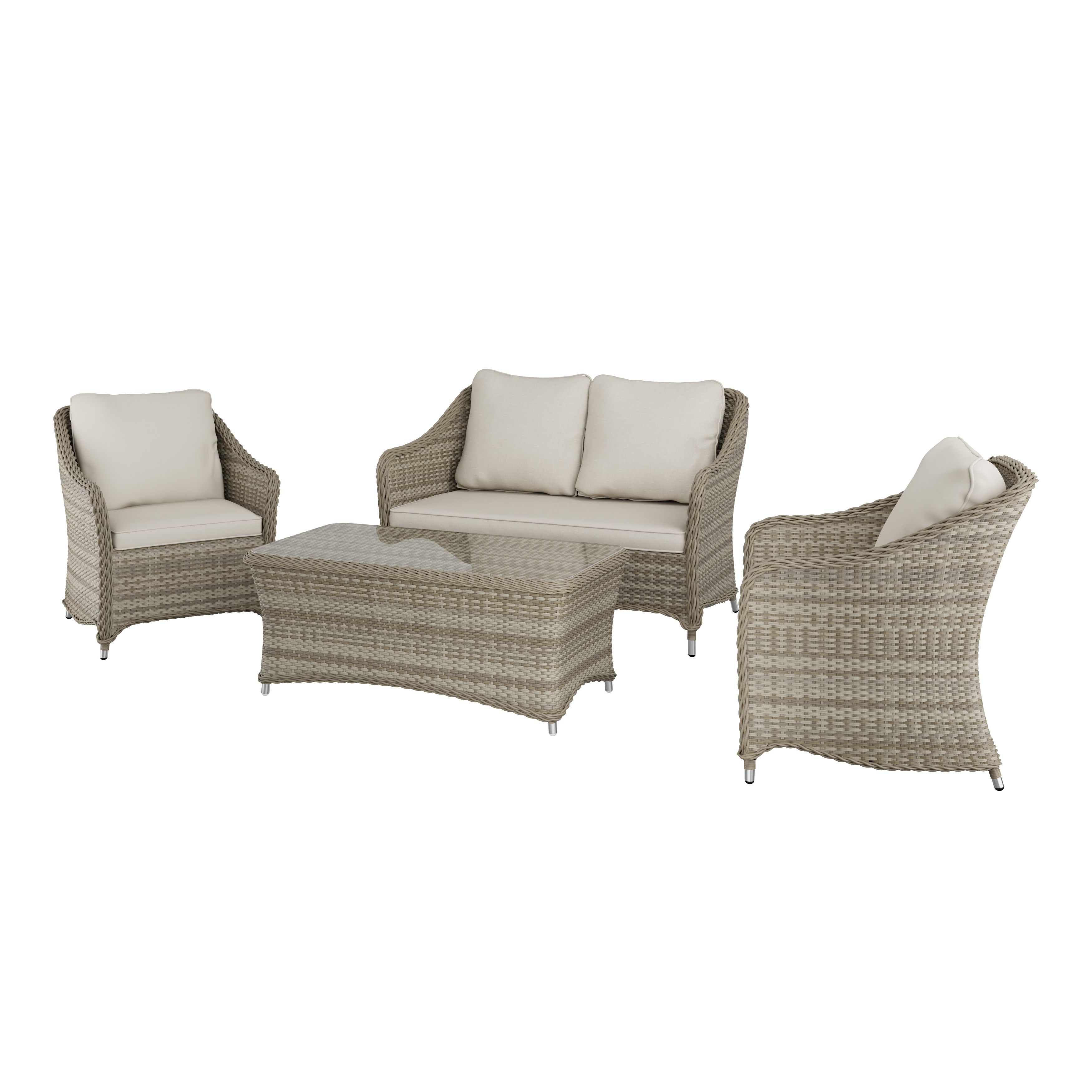 GoodHome Hamilton Cappuccino Rattan effect Metal 4 Seater Coffee set