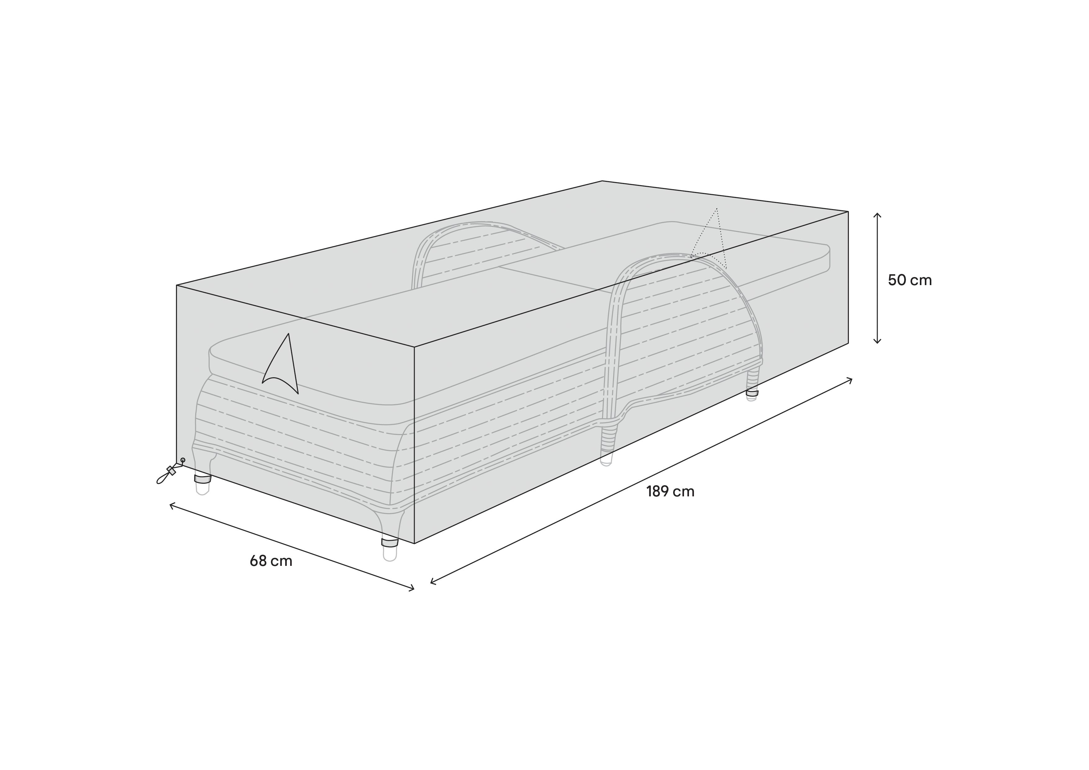 GoodHome Hamilton Grey Rectangular Sun lounger cover 50cm(H) 68cm(W) 189cm (L)