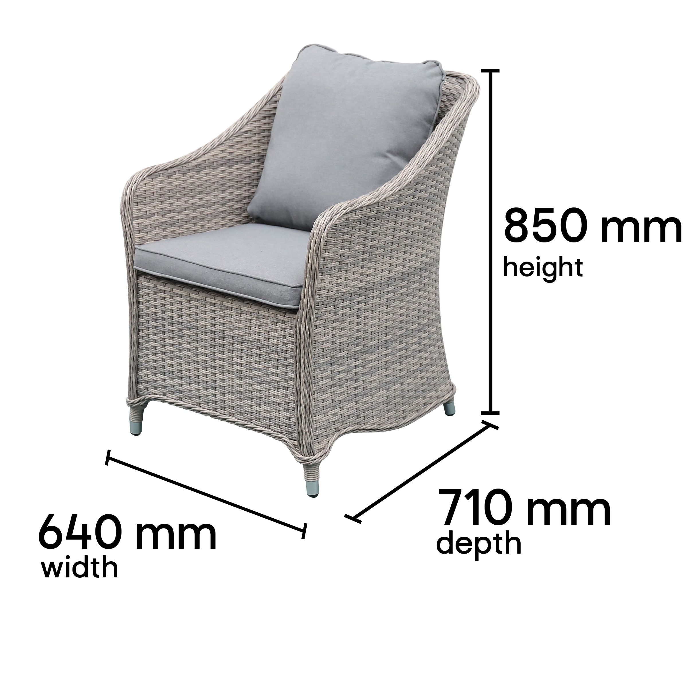 GoodHome Hamilton Steeple grey Rattan effect 4 seater Dining set