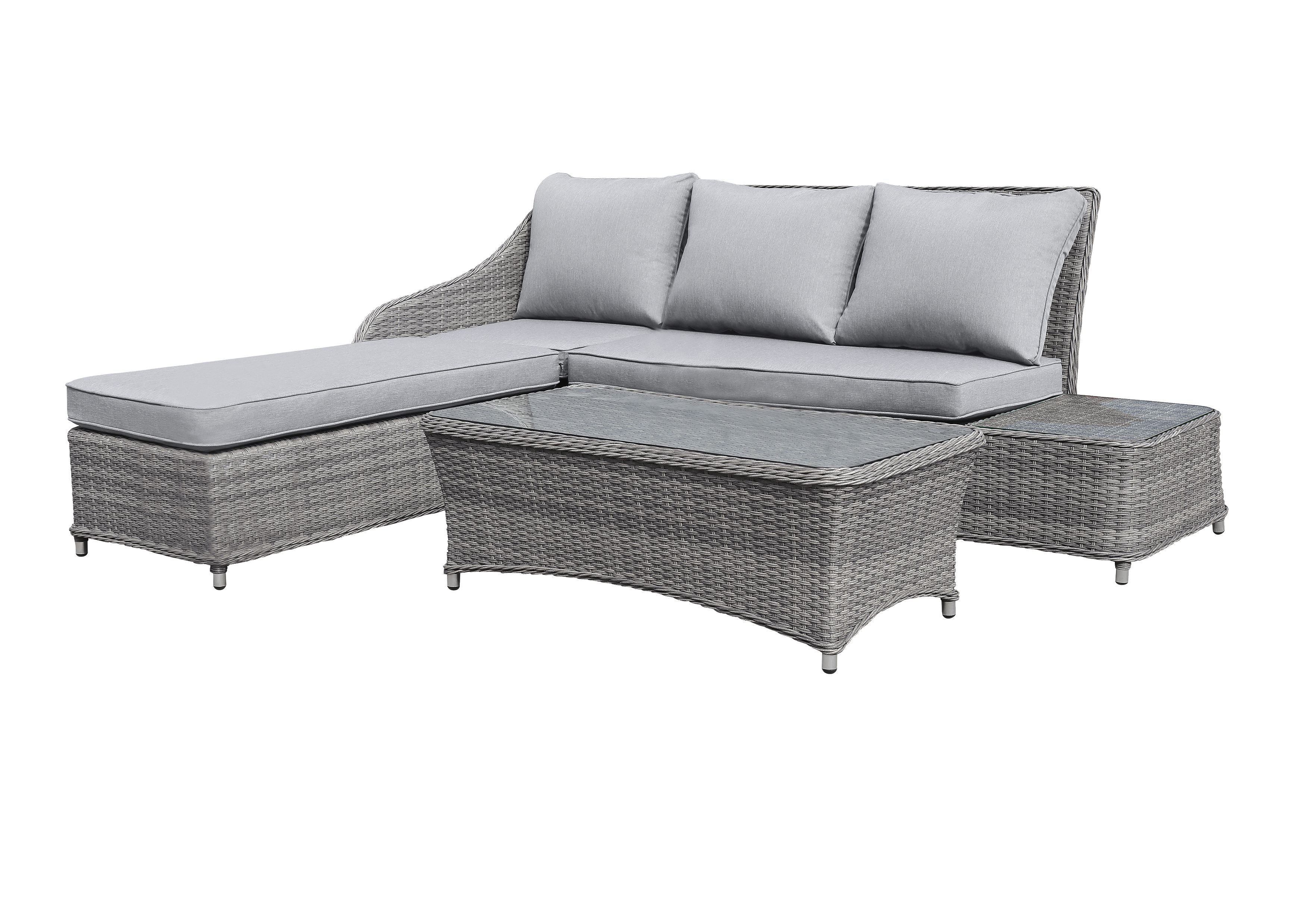 GoodHome Hamilton Steeple grey Rattan effect 5 Seater Coffee set Tradepoint