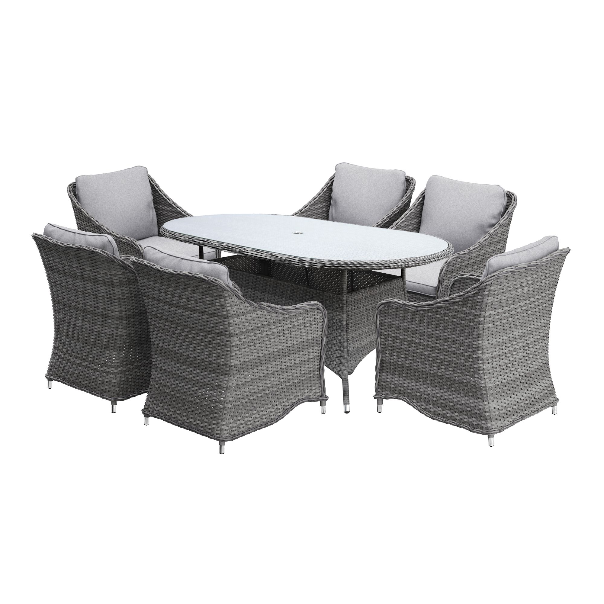 GoodHome Hamilton Steeple grey Rattan effect 6 seater Dining set