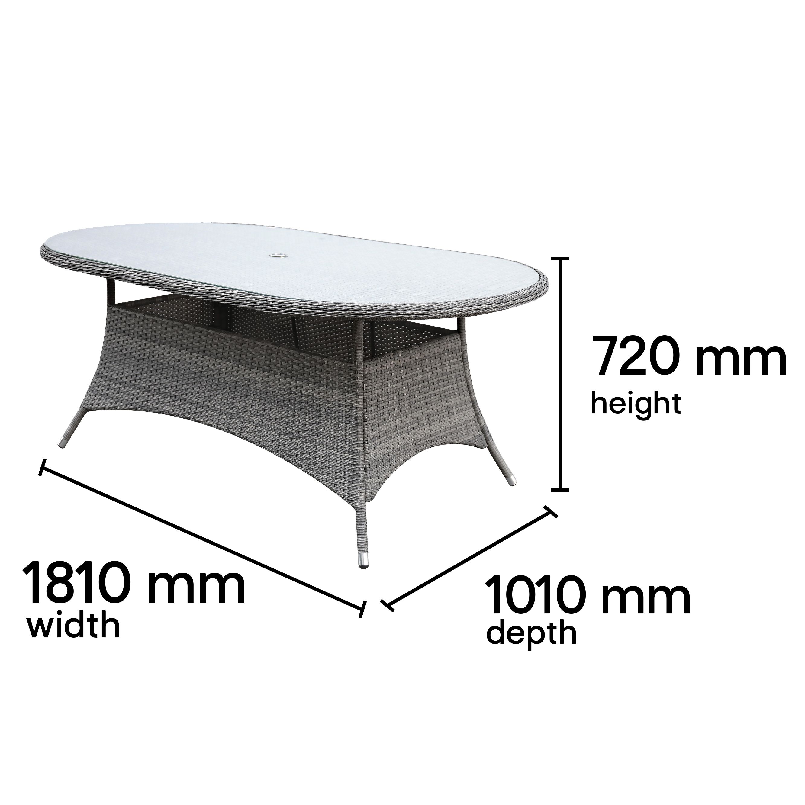 GoodHome Hamilton Steeple grey Rattan effect 6 seater Dining set