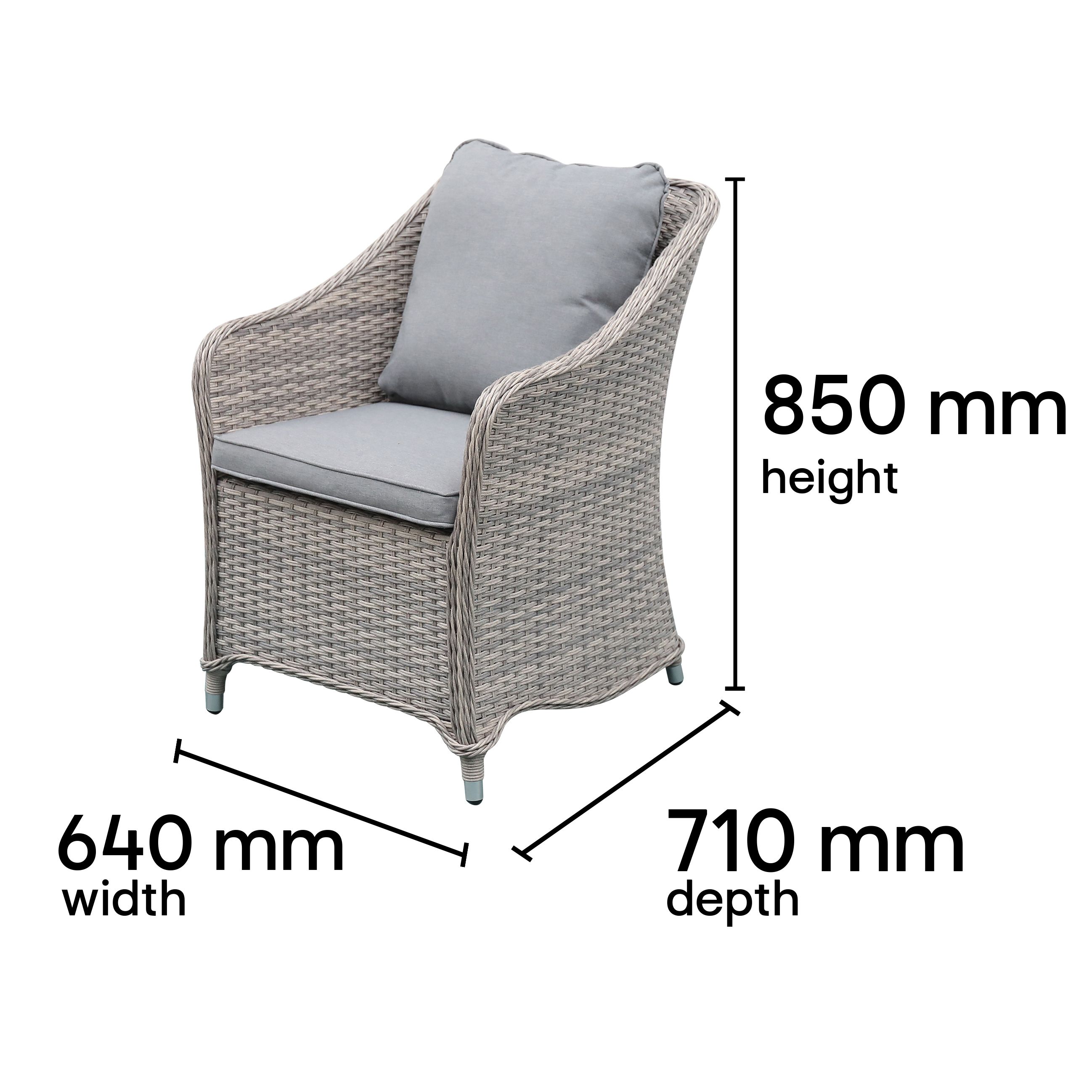 GoodHome Hamilton Steeple grey Rattan effect 6 seater Dining set