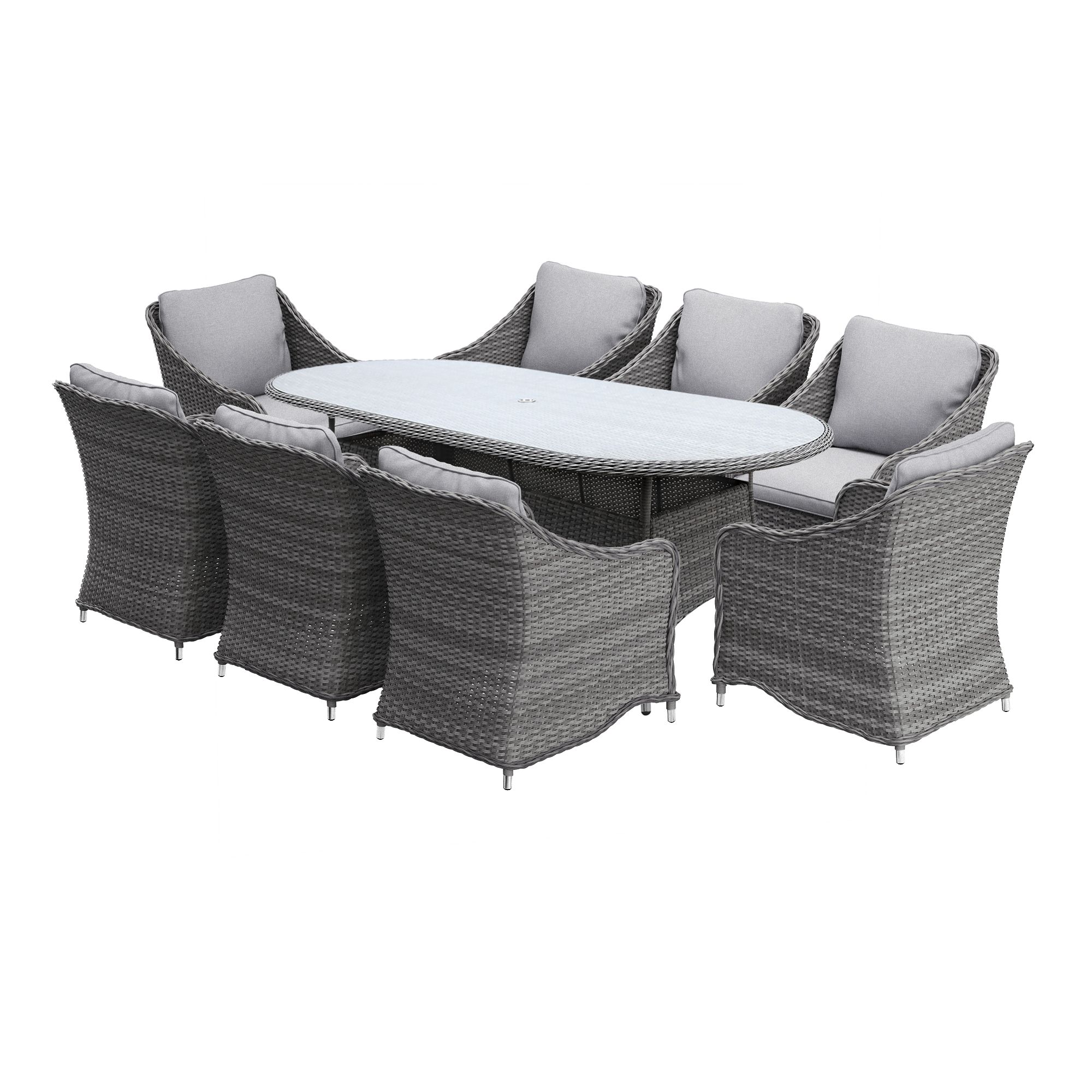 GoodHome Hamilton Steeple grey Rattan effect 8 seater Dining set
