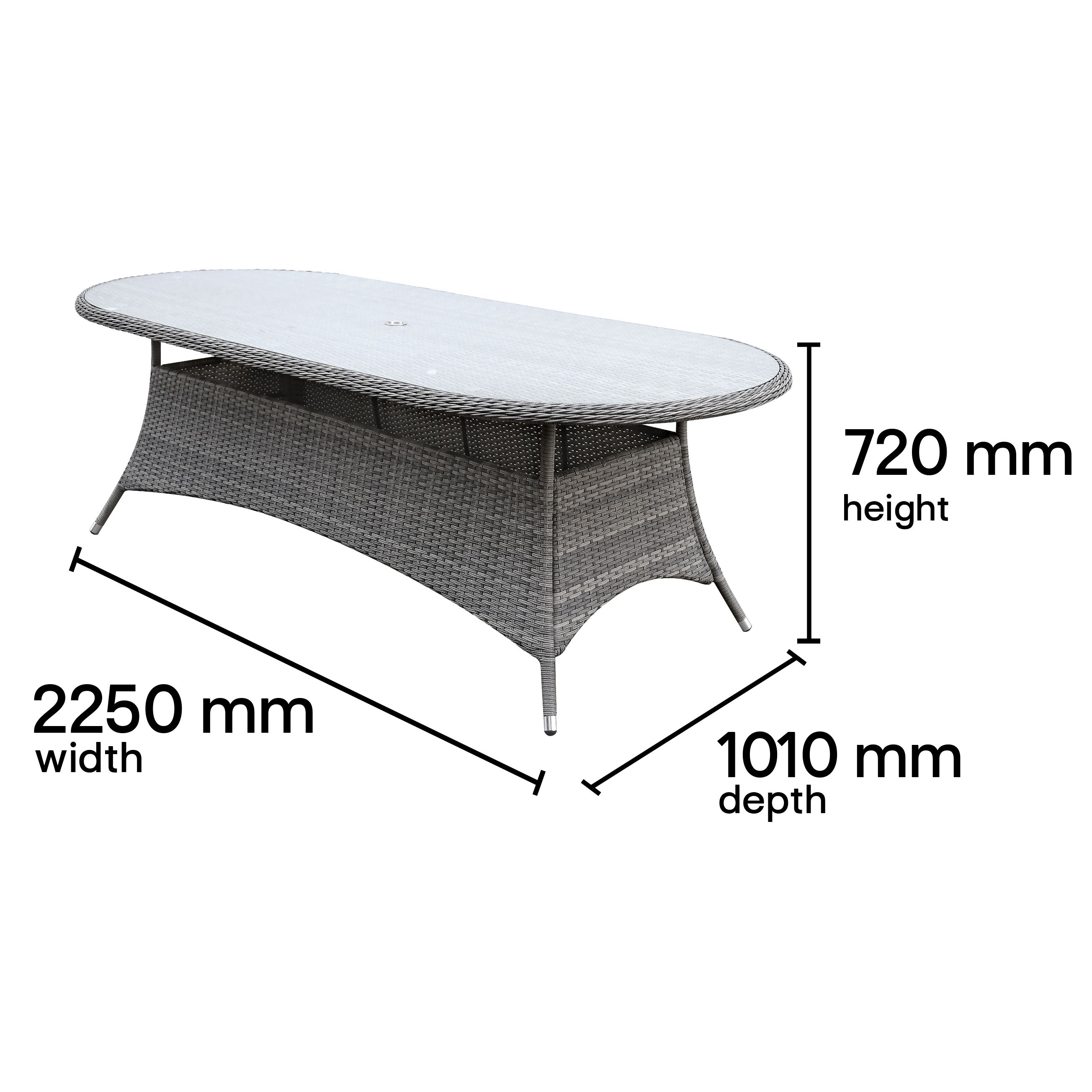 GoodHome Hamilton Steeple grey Rattan effect 8 seater Dining set