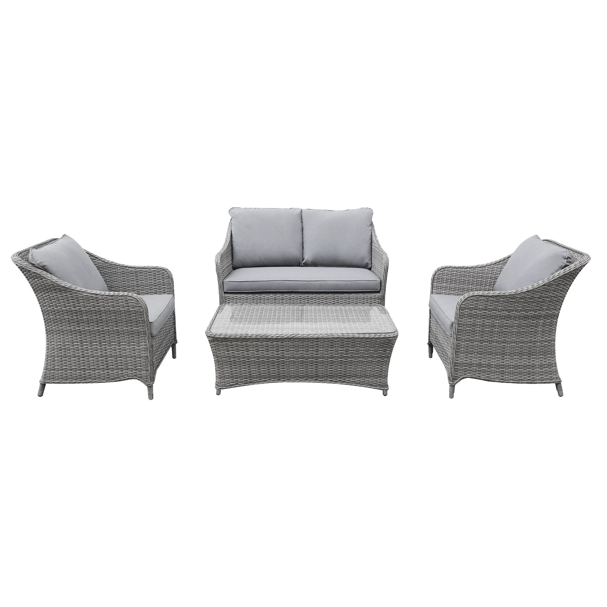 GoodHome Hamilton Steeple grey Rattan effect Rattan effect 4 Seater Coffee set