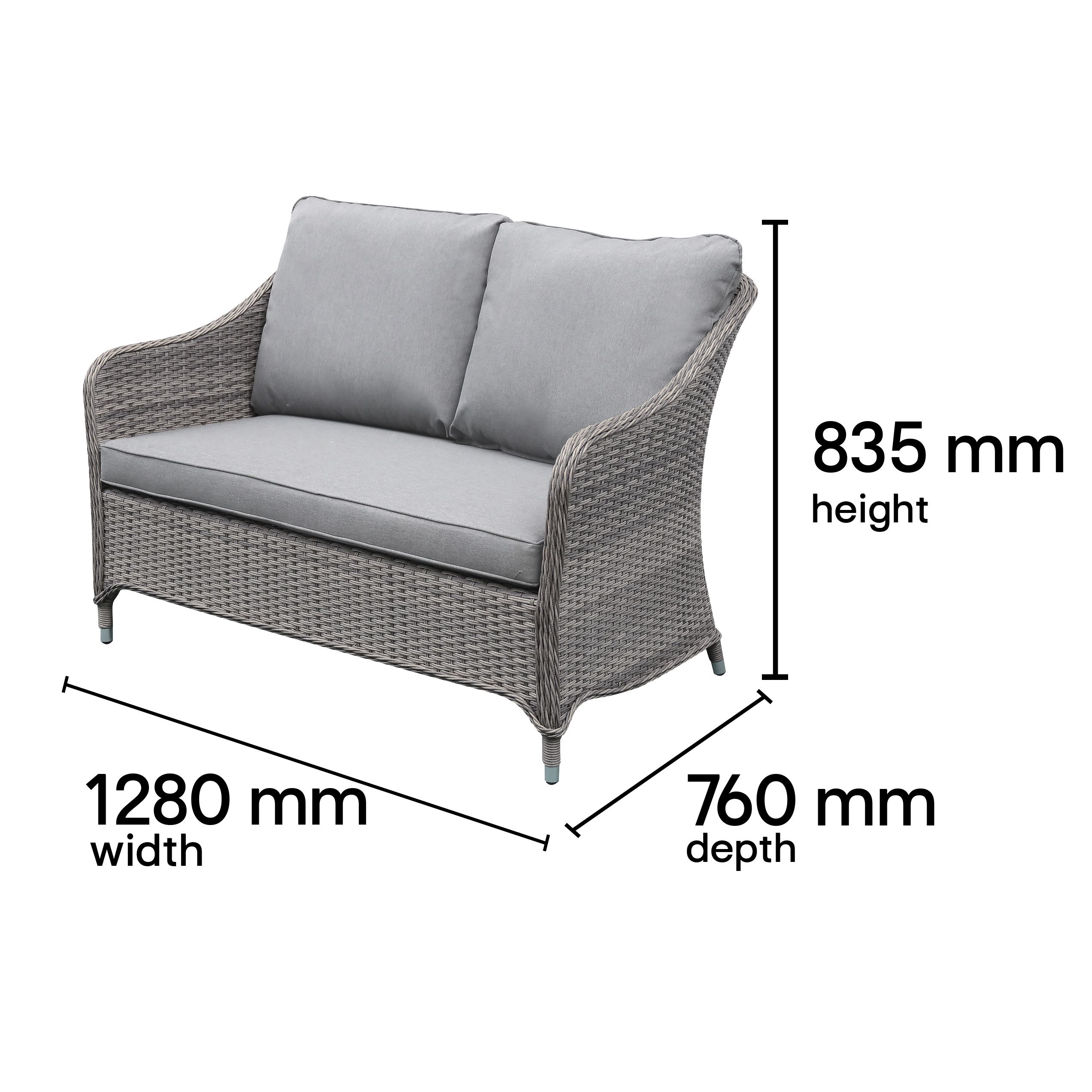 GoodHome Hamilton Steeple grey Rattan effect Rattan effect 4 Seater Coffee set