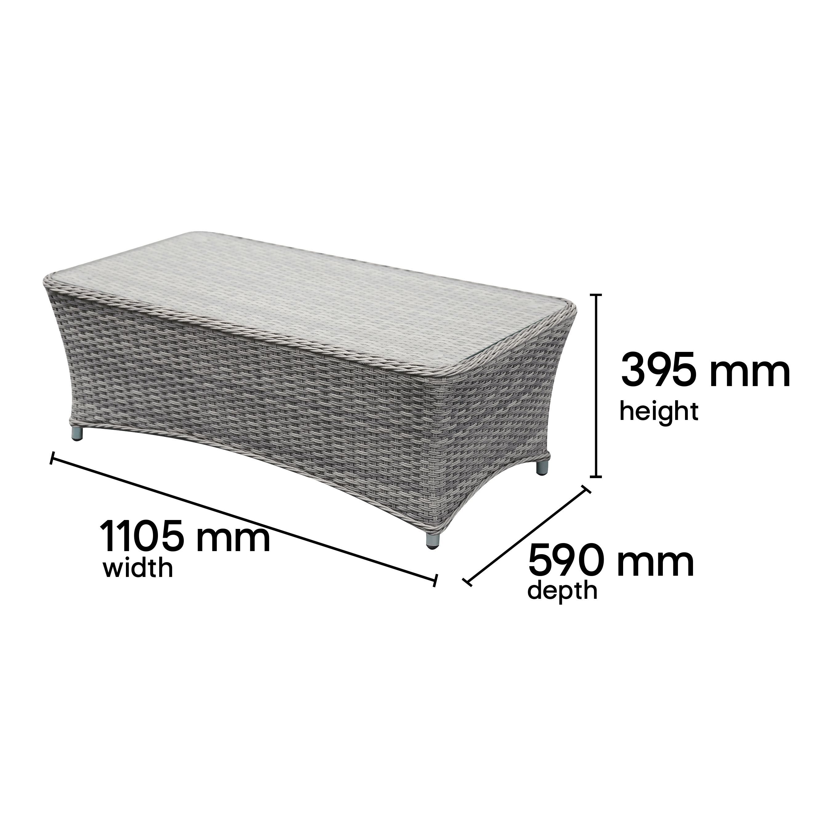 GoodHome Hamilton Steeple grey Rattan effect Rattan effect 4 Seater Coffee set