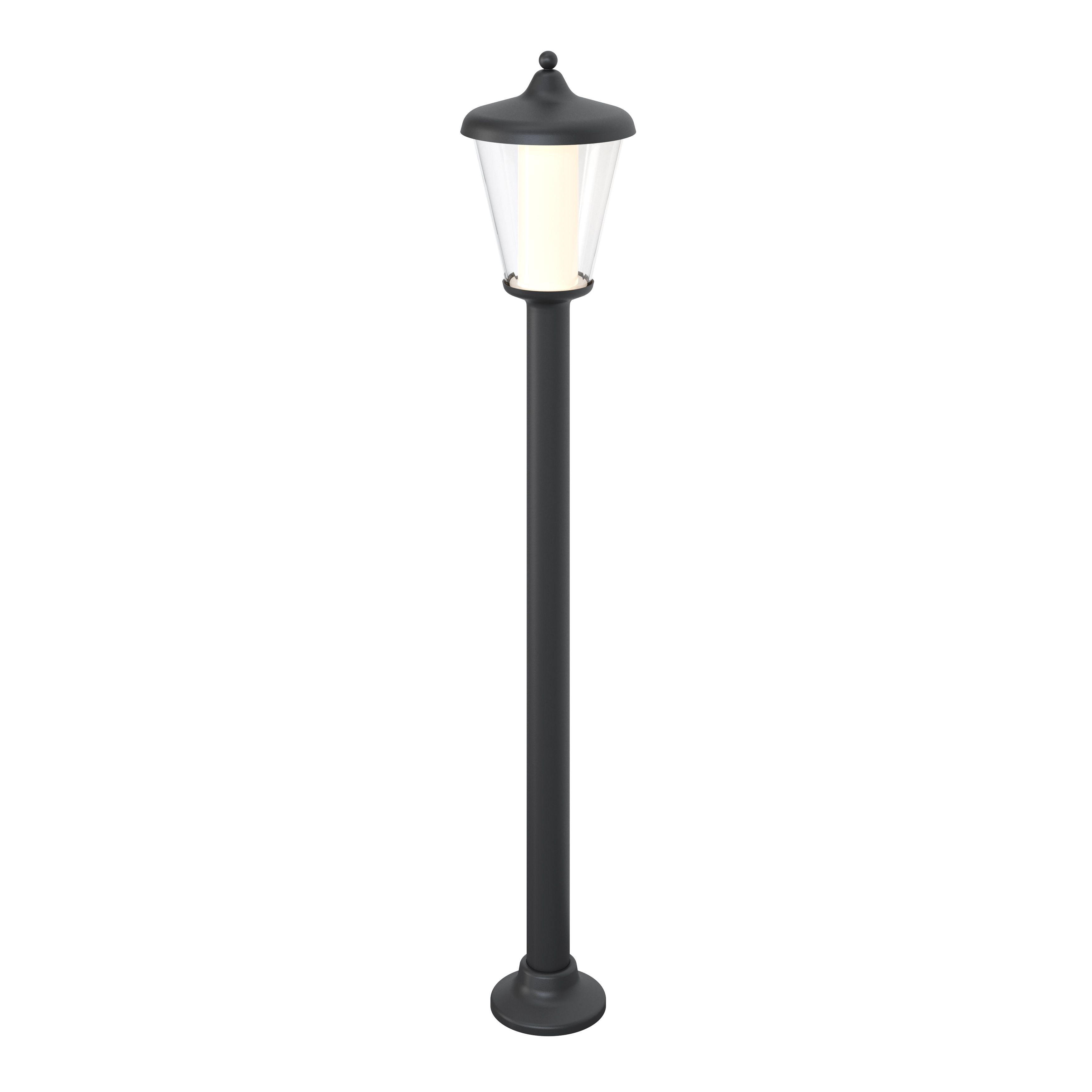 GoodHome Haro Lantern Dark grey Mains-powered 1 lamp Integrated LED Outdoor Post light (H)1100mm