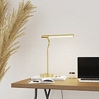 GoodHome Hatfield Matt Gold effect Integrated LED Straight Table lamp