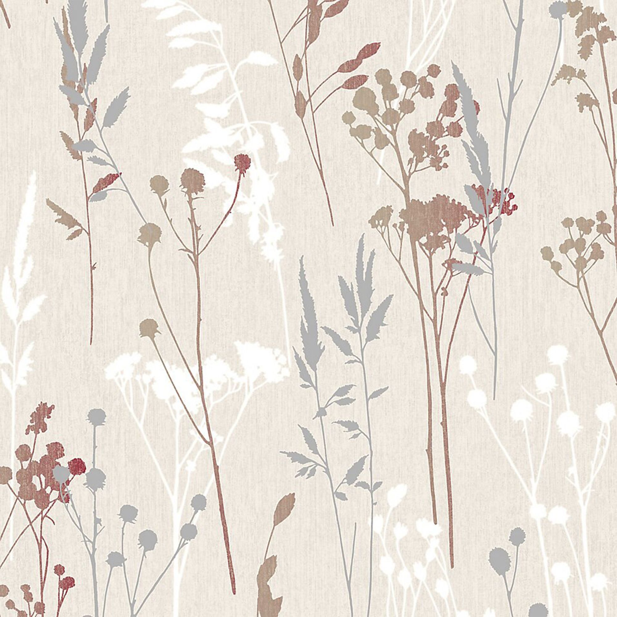 GoodHome Hayfield Cream & red Floral Textured Wallpaper Sample