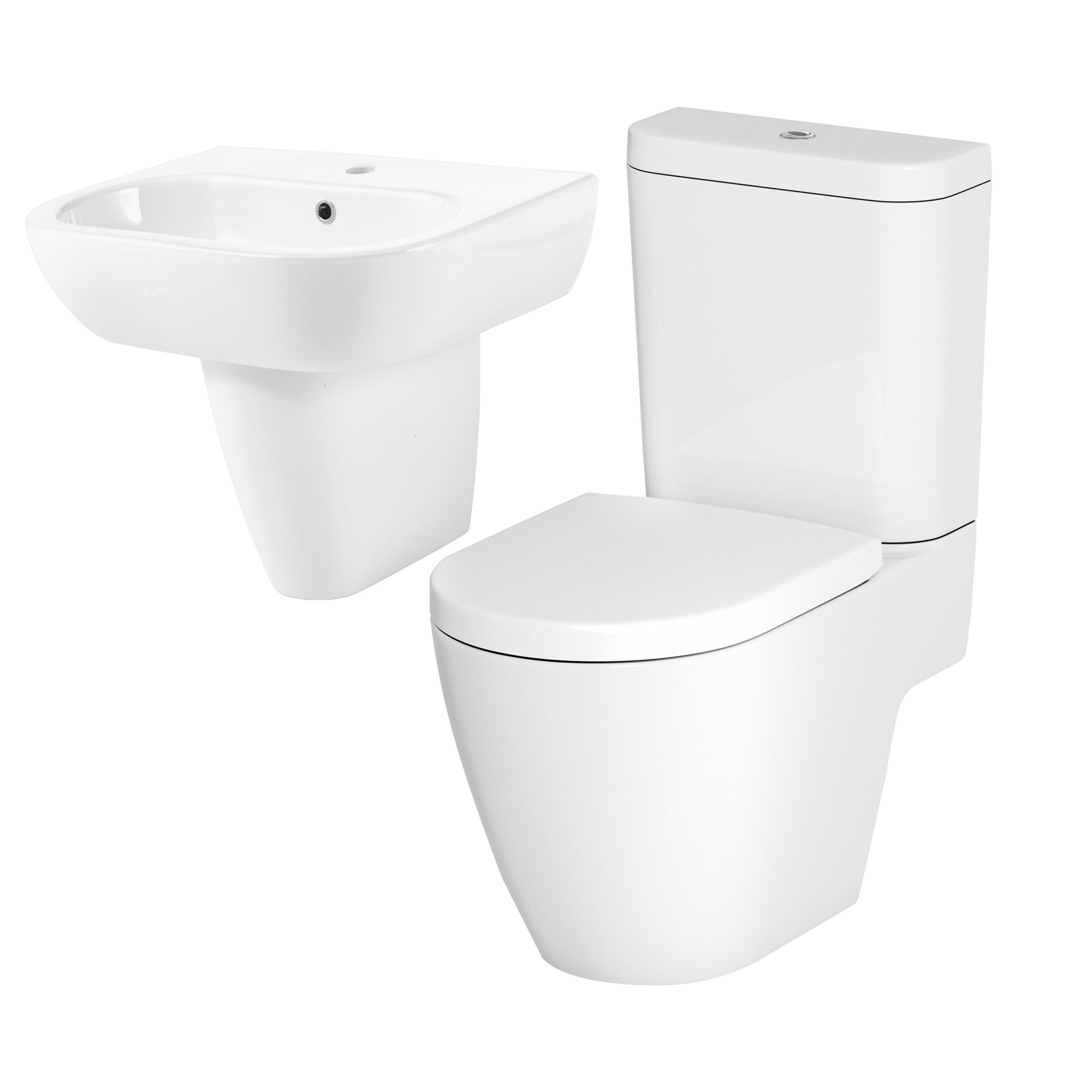 GoodHome Helena White Open back close-coupled Floor-mounted Toilet & semi pedestal basin (W)384mm (H)795mm