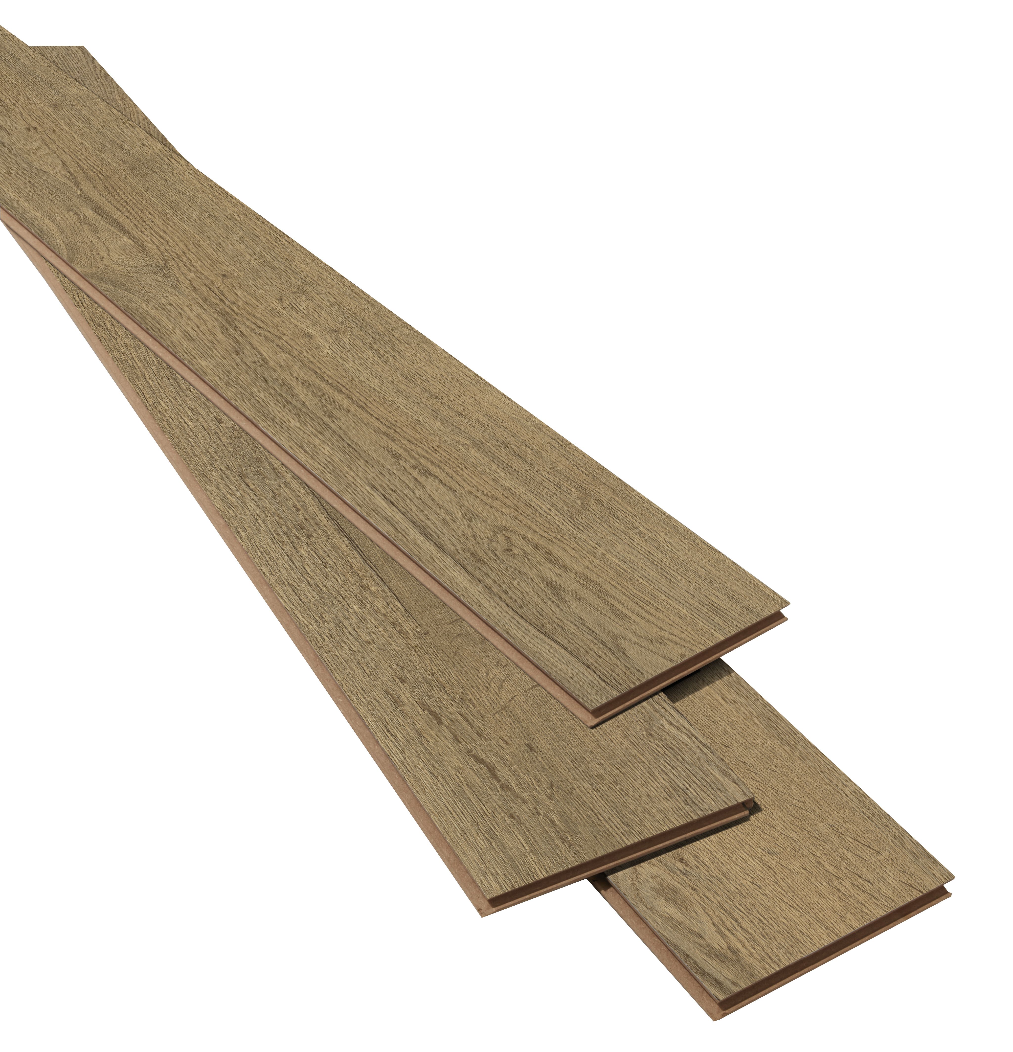 GoodHome Helmsley Dark Wood effect Laminate Flooring Sample Tradepoint