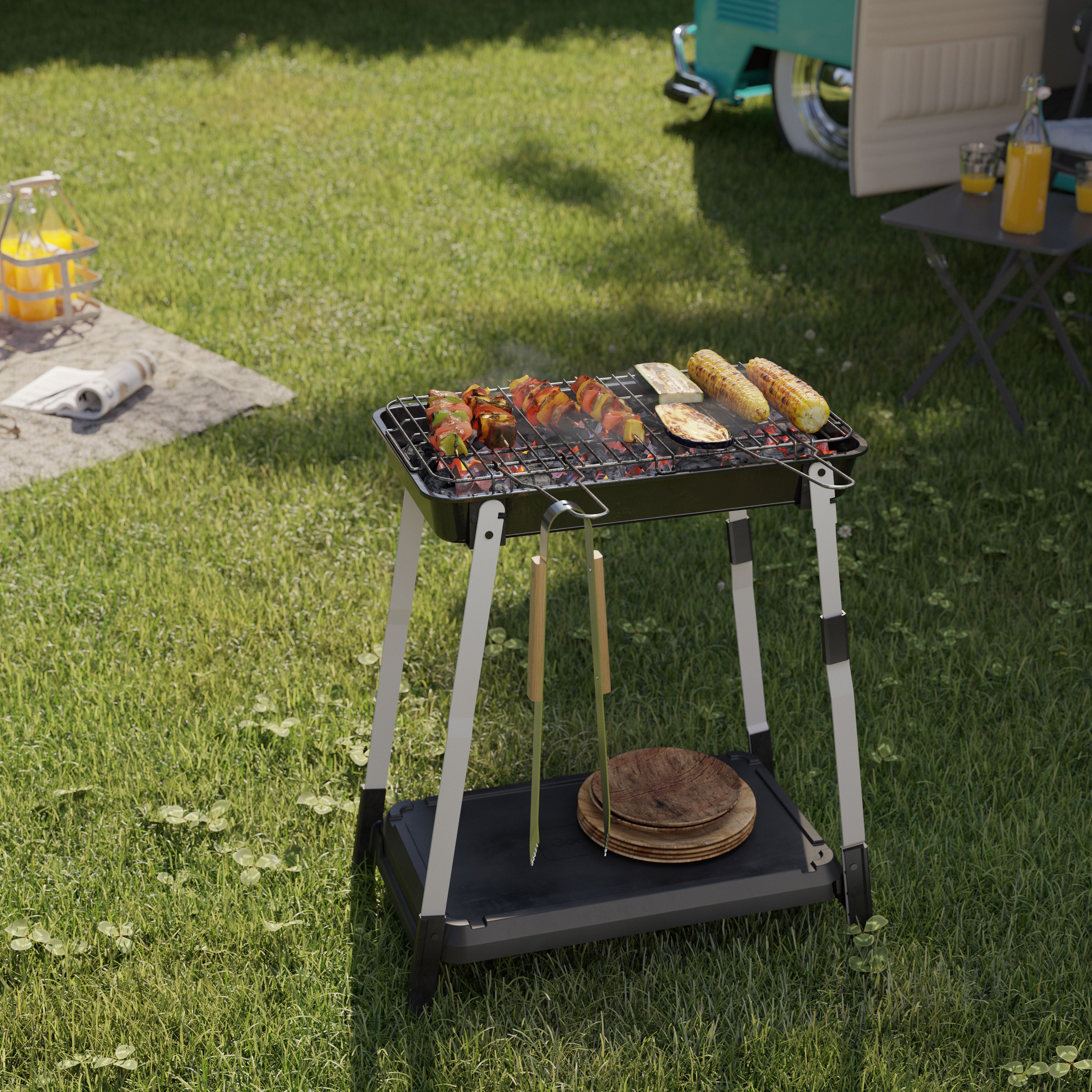 GoodHome Hensen Compact Black Charcoal Barbecue