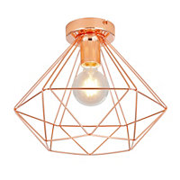GoodHome Hexagon Gloss Metal Copper effect Ceiling light