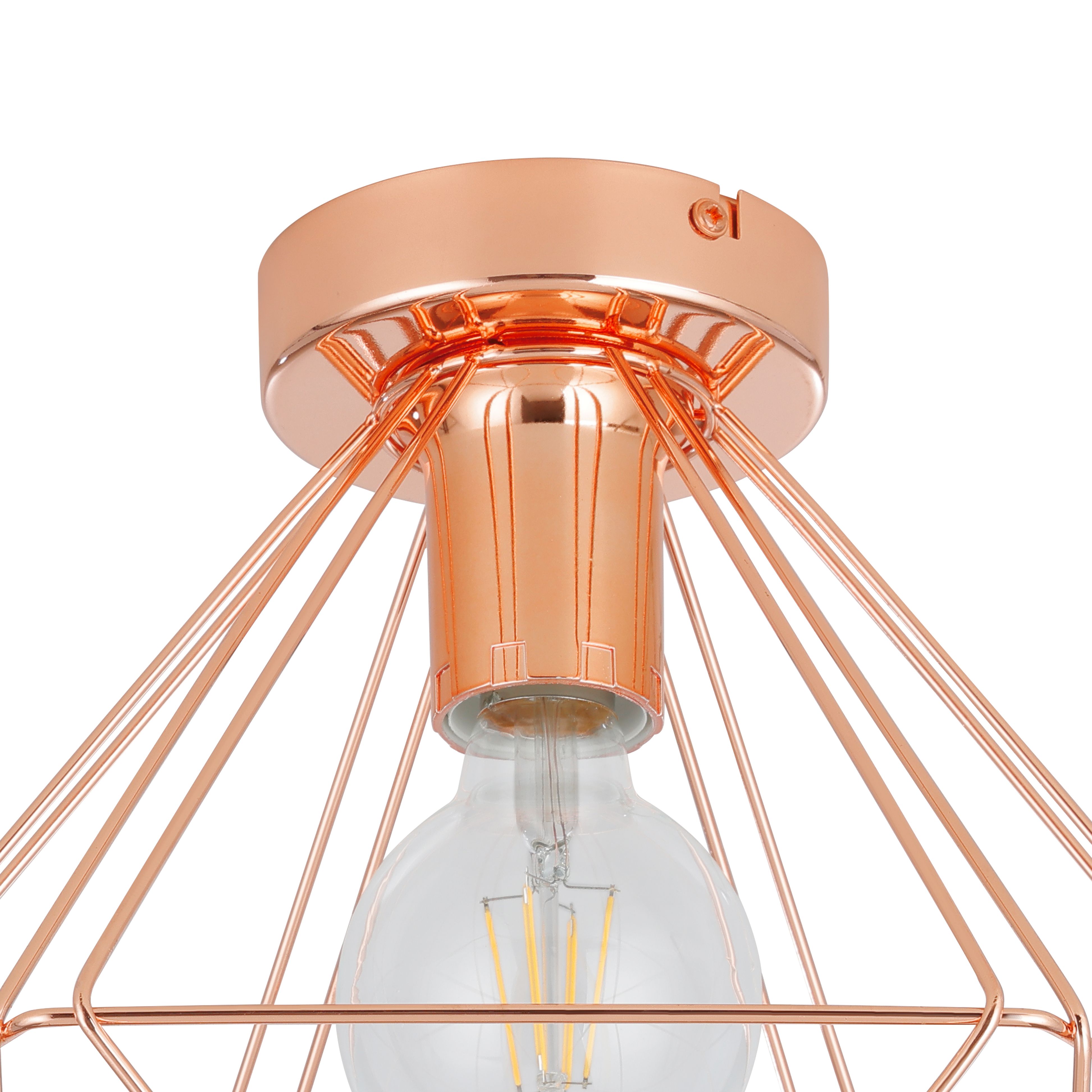 GoodHome Hexagon Gloss Metal Copper effect Ceiling light