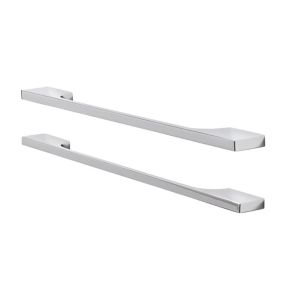 GoodHome Hikide Polished Silver Chrome effect Bar Kitchen cabinets Handle (L)352mm, Pack of 2