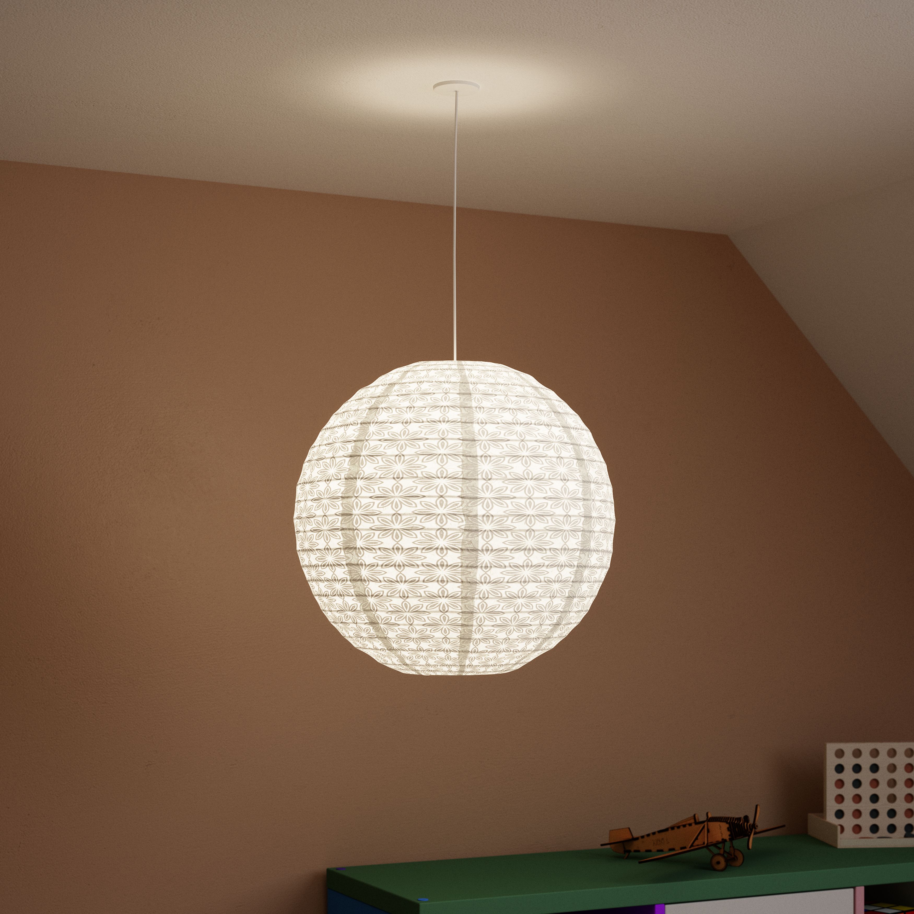 GoodHome Hillstar White Floral Round Lamp shade (D)38cm