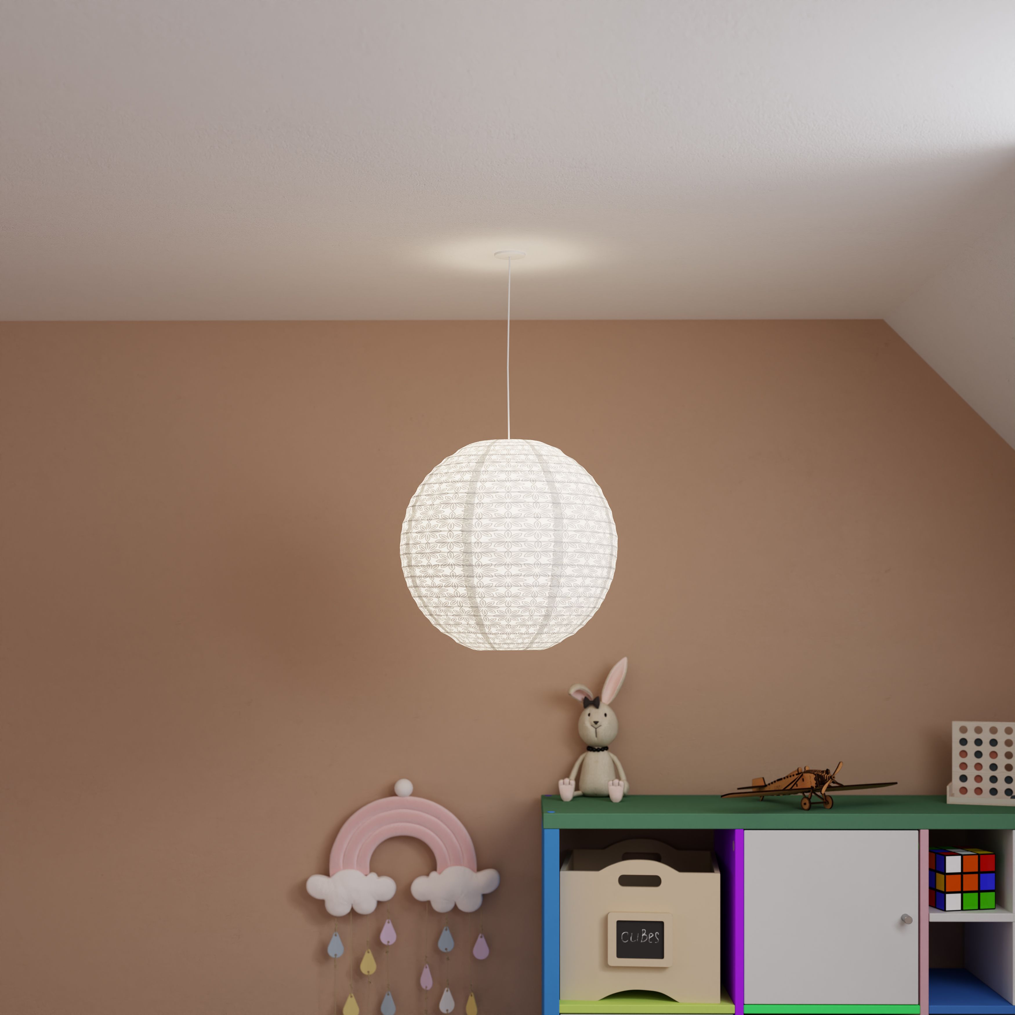 GoodHome Hillstar White Floral Round Lamp shade (D)38cm