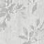 GoodHome Hirta Grey Floral Metallic effect Textured Wallpaper