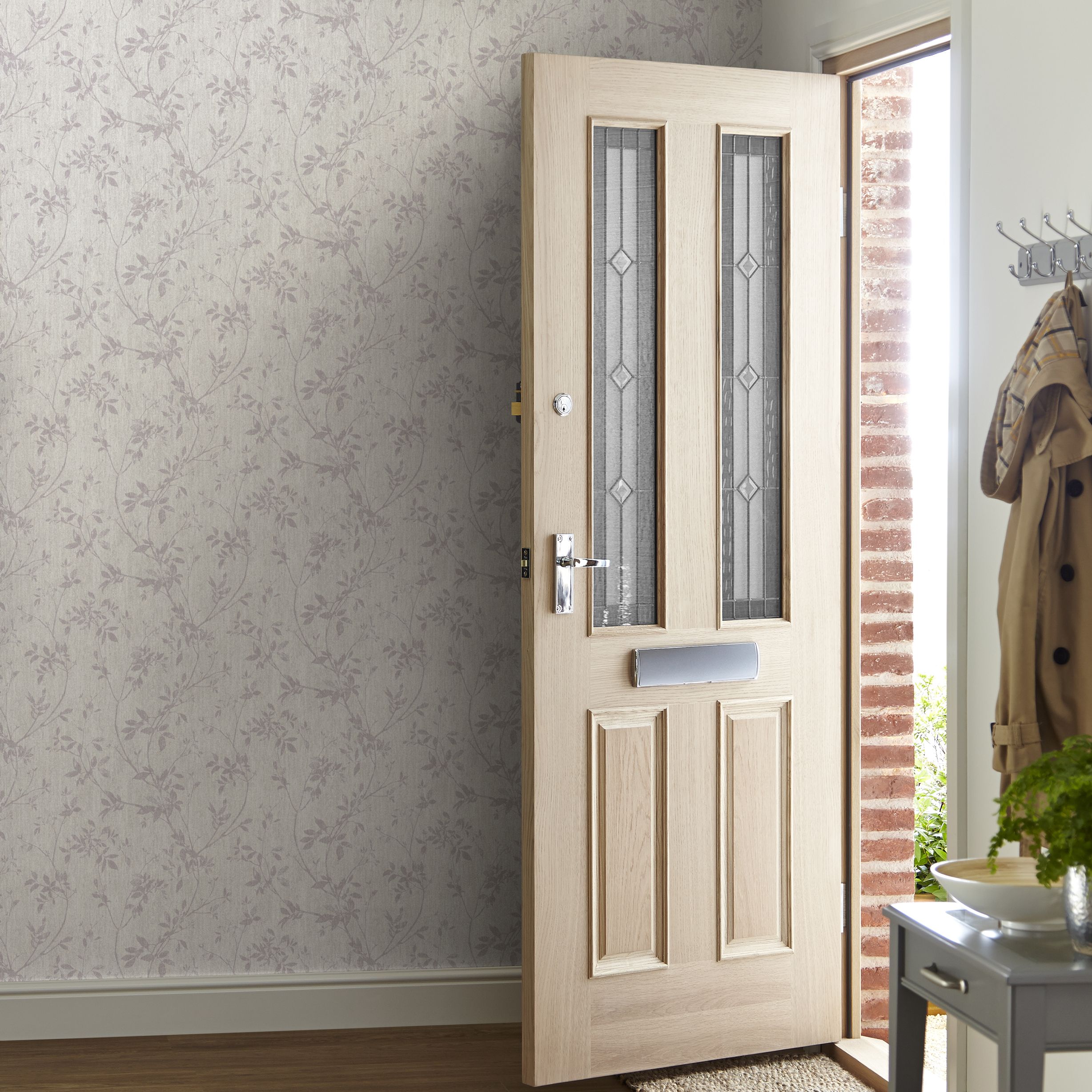 GoodHome Hirta Lilac Metallic effect Floral Textured Wallpaper Sample