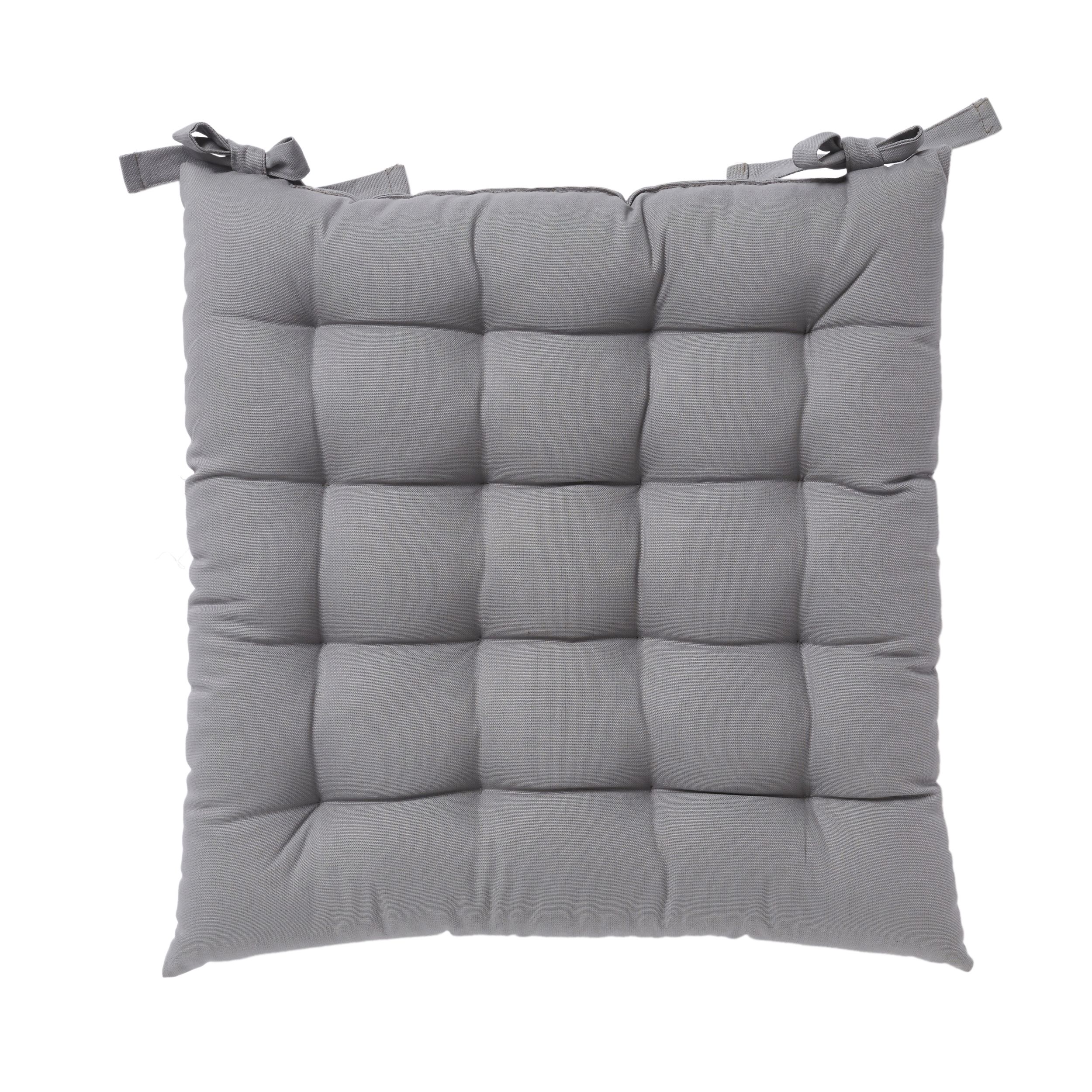 GoodHome Hiva Grey Plain Seat pad (L)45cm x (W)45cm
