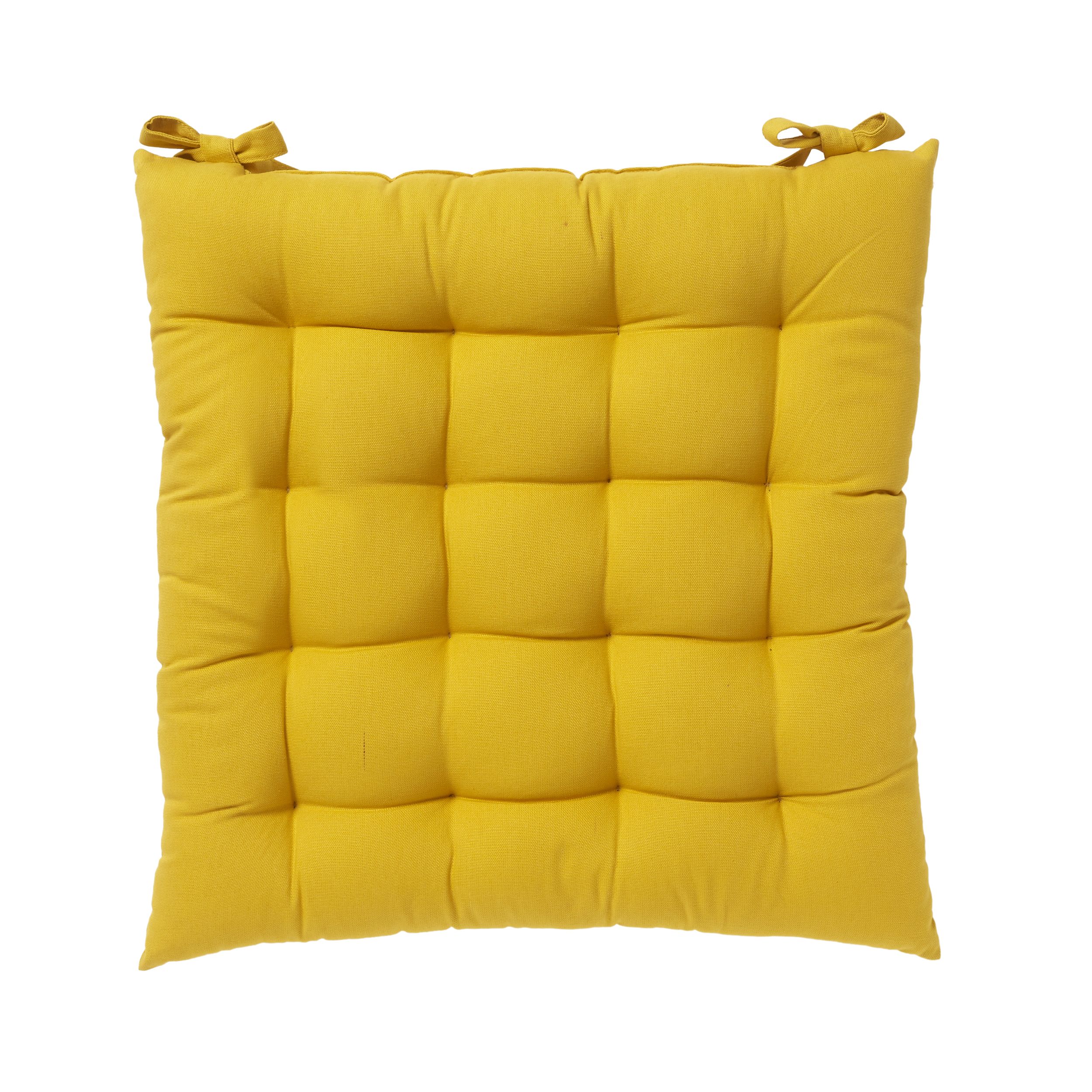 GoodHome Hiva Yellow Plain Seat pad (L)45cm x (W)45cm