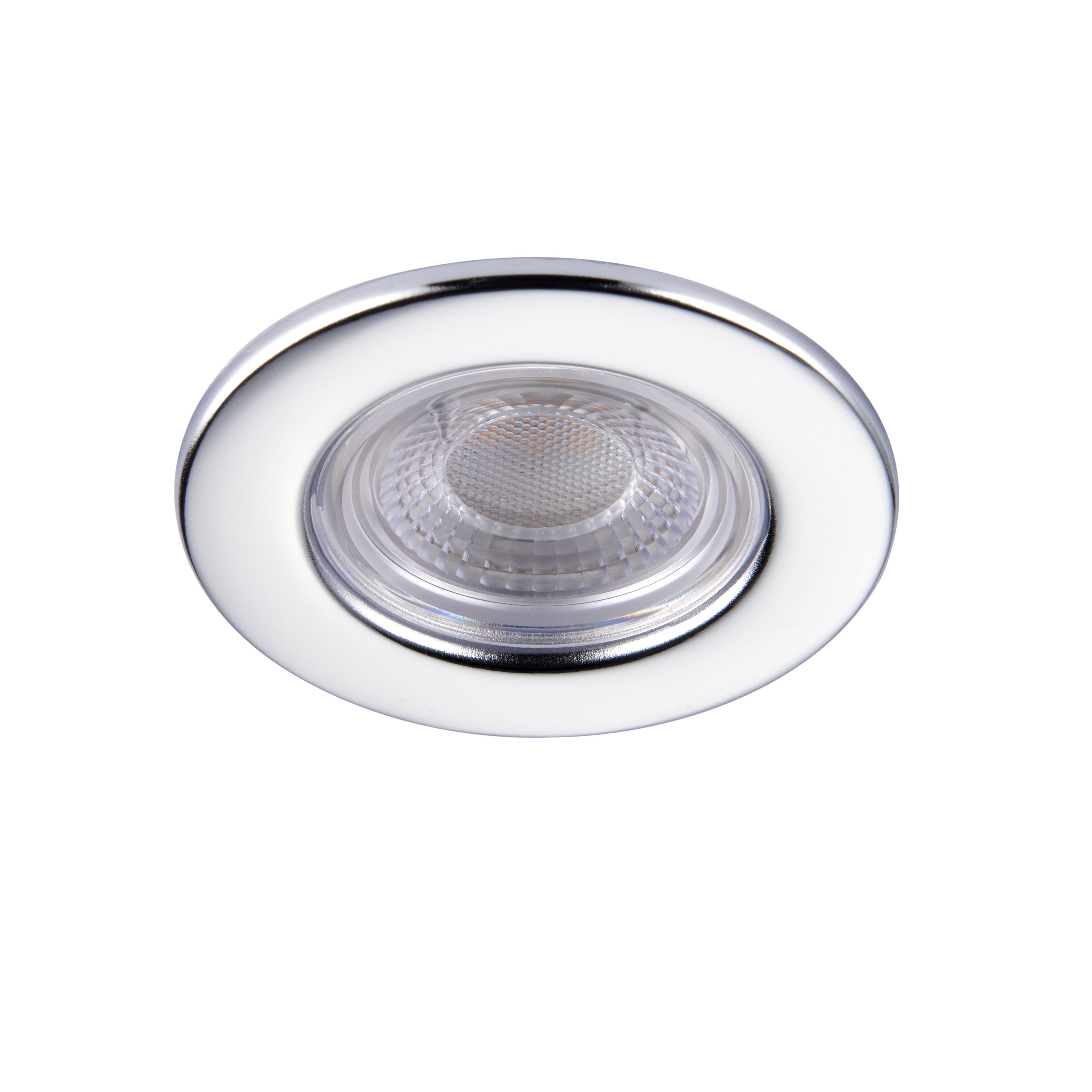GoodHome Hodgkin Chrome effect Fixed LED Fire-rated Neutral white Downlight IP65, Pack of 6