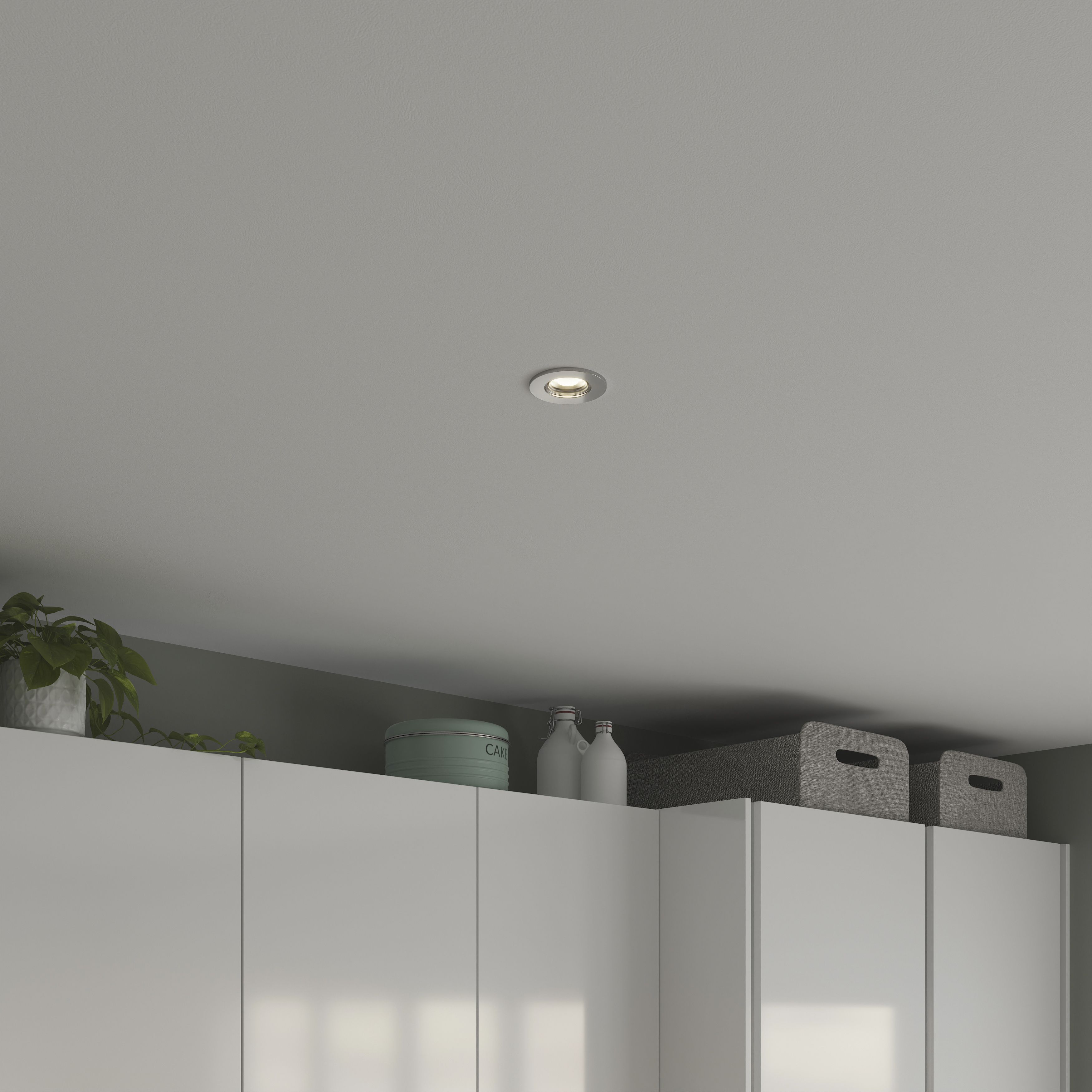 GoodHome Hodgkin Chrome effect Fixed LED Fire-rated Neutral white Downlight IP65