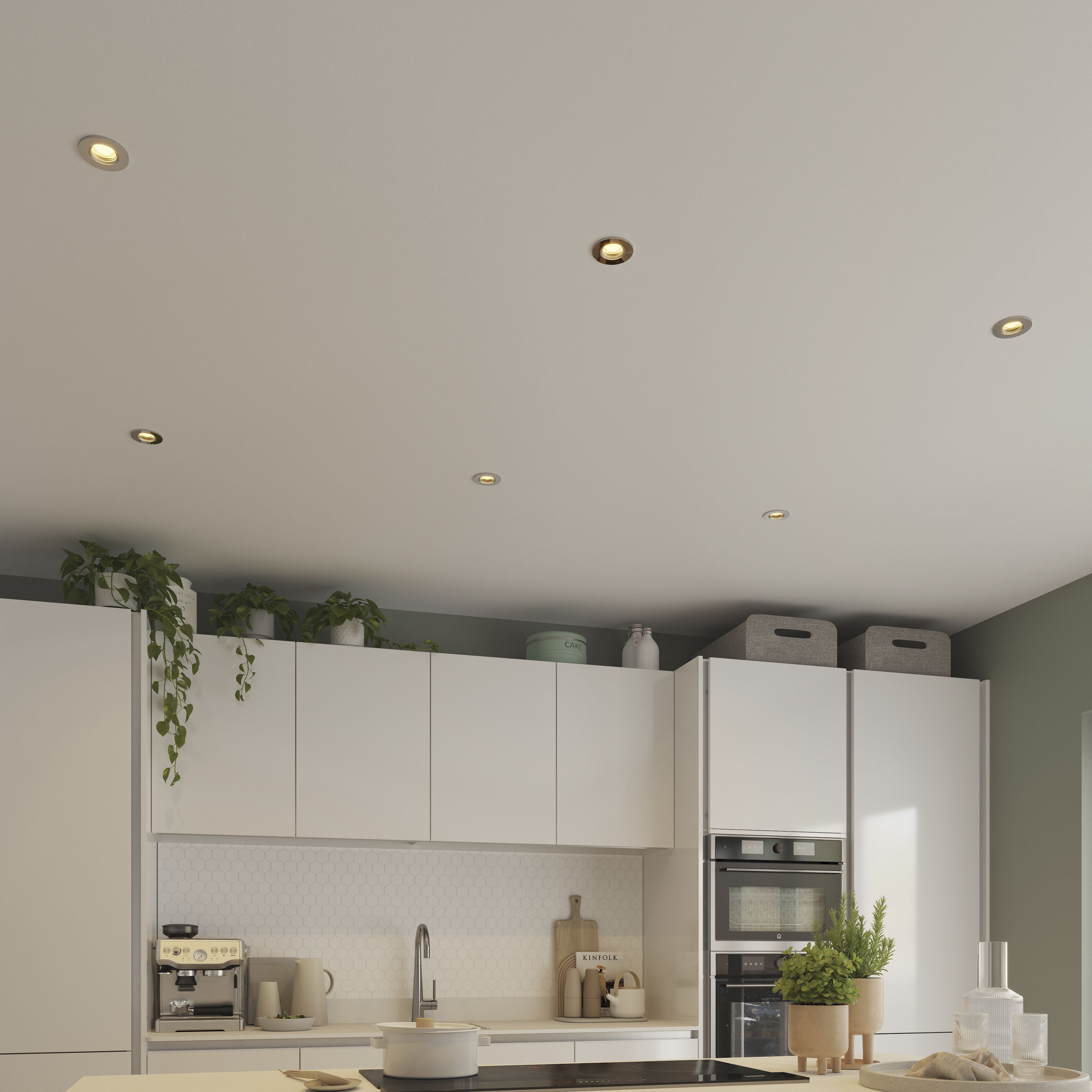 GoodHome Hodgkin Chrome effect Fixed LED Fire-rated Warm white Downlight IP65, Pack of 6