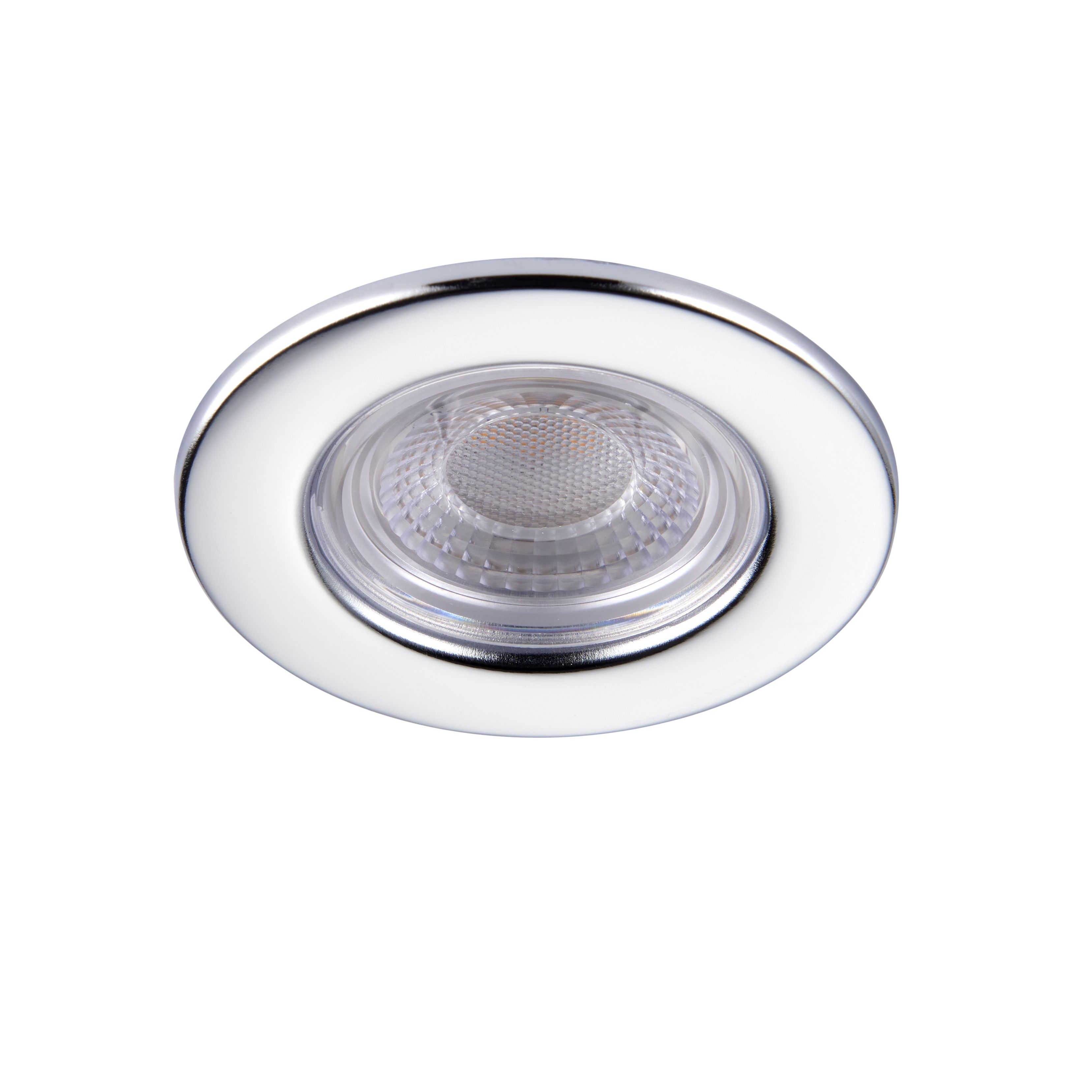 GoodHome Hodgkin Chrome effect Fixed LED Fire-rated Warm white Downlight IP65