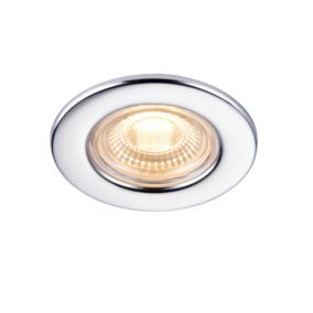 GoodHome Hodgkin Chrome effect Fixed LED Fire-rated Warm white Downlight IP65