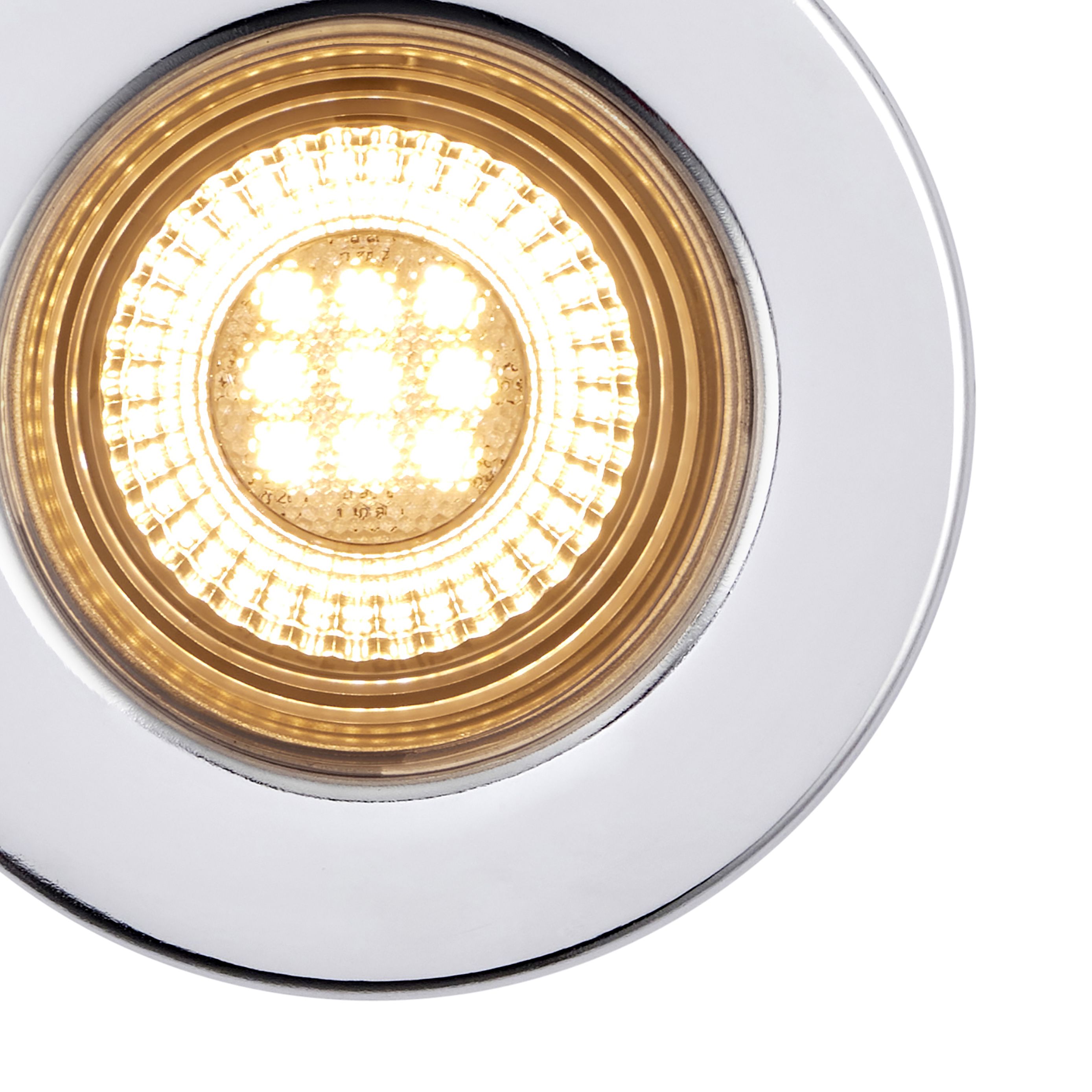 GoodHome Hodgkin Chrome effect Fixed LED Fire-rated Warm white Downlight IP65