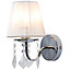 GoodHome Hovland Grey & white Chrome effect Wall light