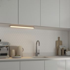 GoodHome Idonie Silver effect Mains-powered (plug-in) LED Warm white & neutral white Under cabinet light IP20 (L)559mm (W)25mm