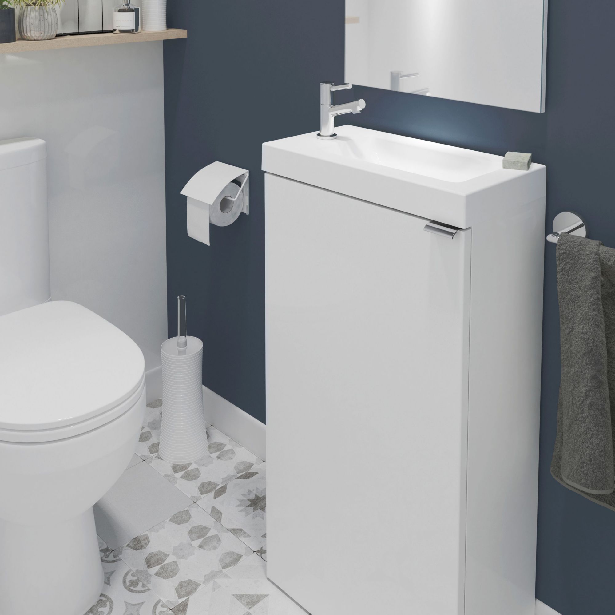 GoodHome Imandra & Beni Gloss White Freestanding Vanity unit & basin set (H)790mm