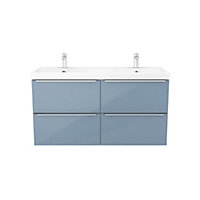GoodHome Imandra Blue Wall-mounted Vanity unit & basin set (W)1204mm